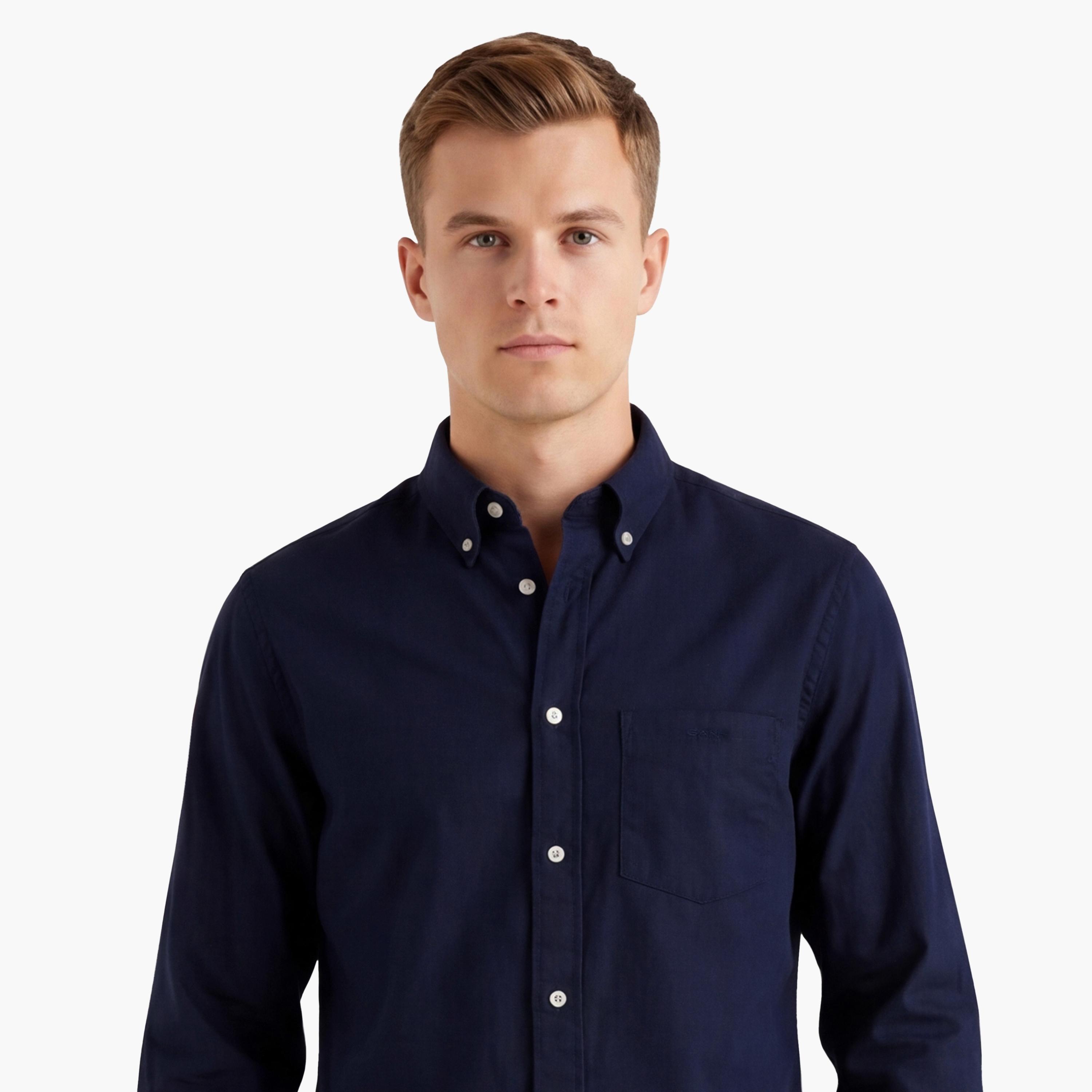 Gant Regular Fit Plain Button Down Collar Long Sleeves Men's Shirt-men-clothing-shirts-image-2