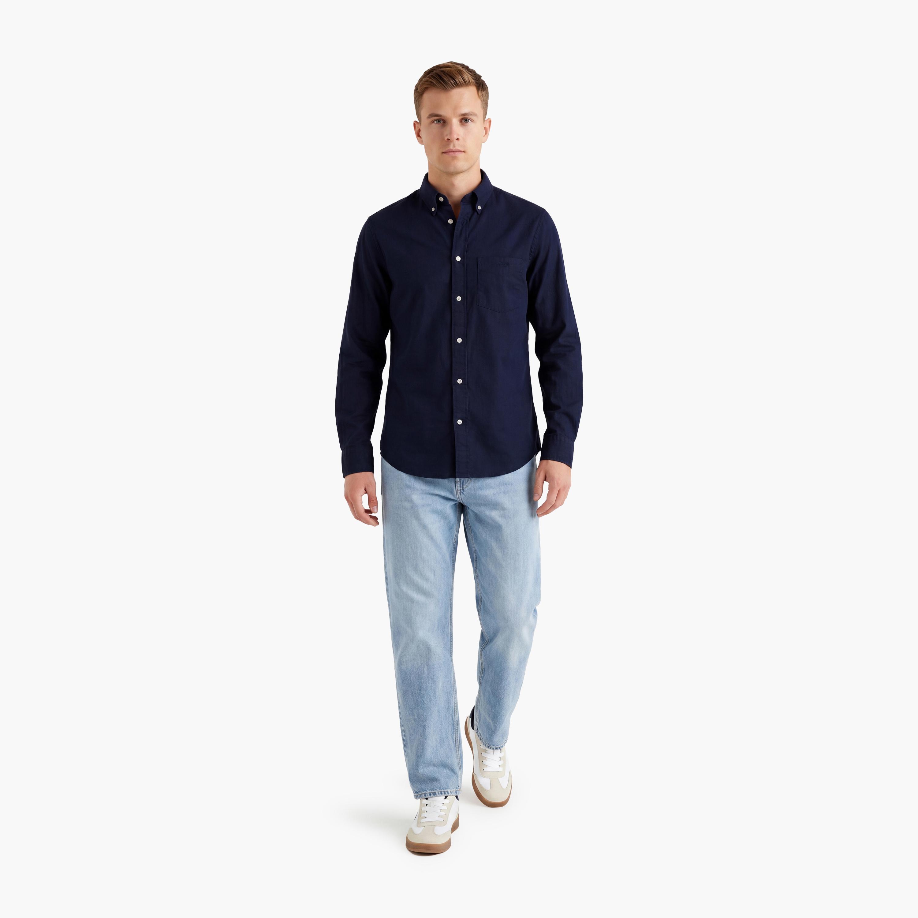 Gant Regular Fit Plain Button Down Collar Long Sleeves Men's Shirt-men-clothing-shirts-image-3
