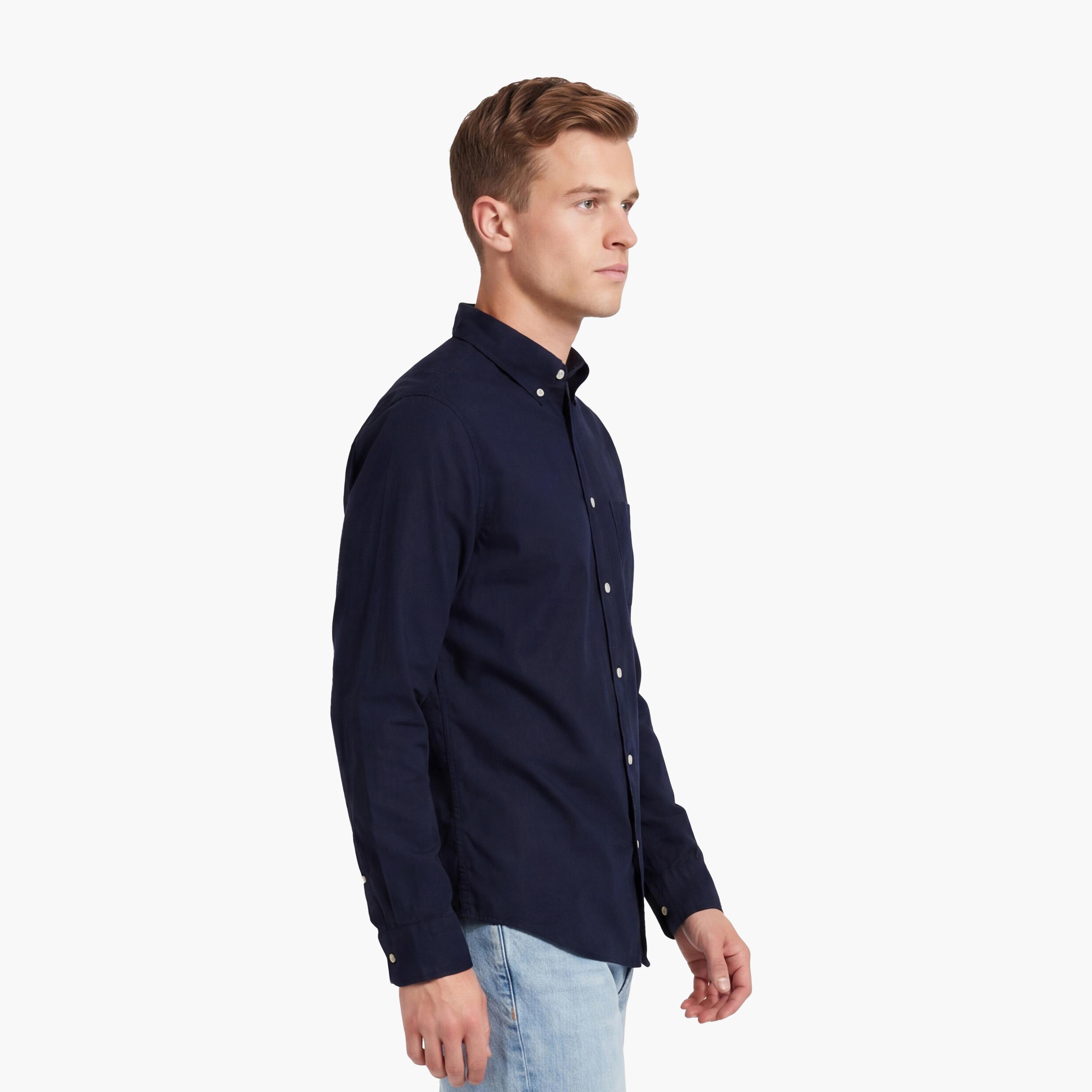Gant Regular Fit Plain Button Down Collar Long Sleeves Men's Shirt-men-clothing-shirts-image-5