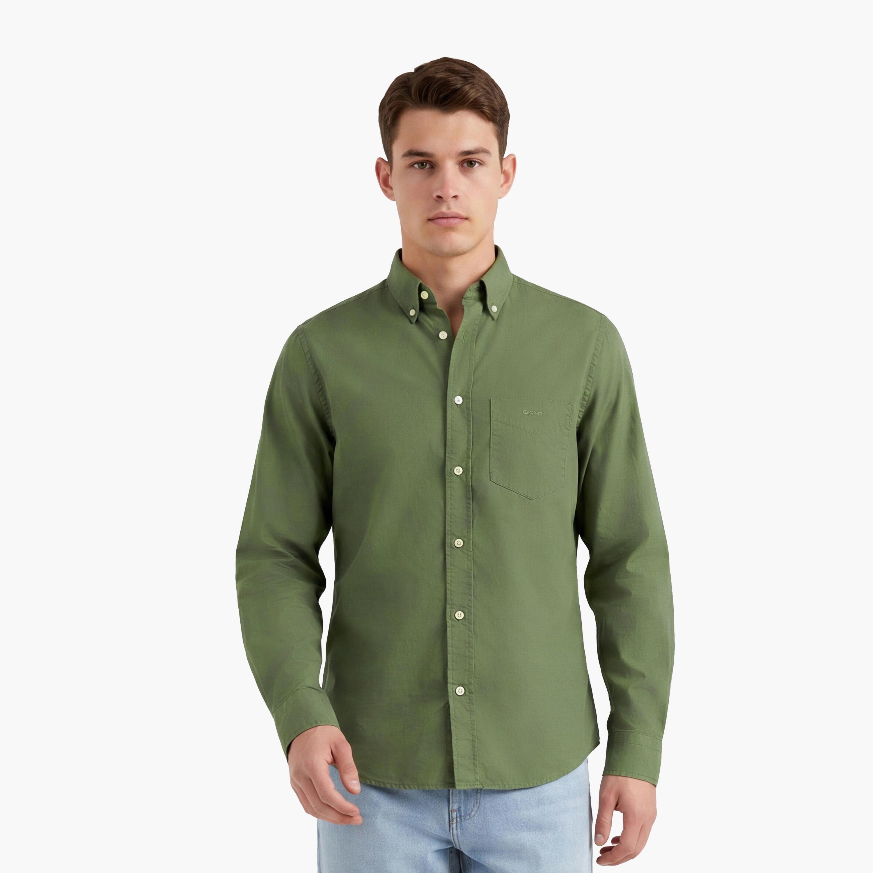 Gant Regular Fit Plain Button Down Collar Long Sleeves Men's Shirt-men-clothing-shirts-image-1