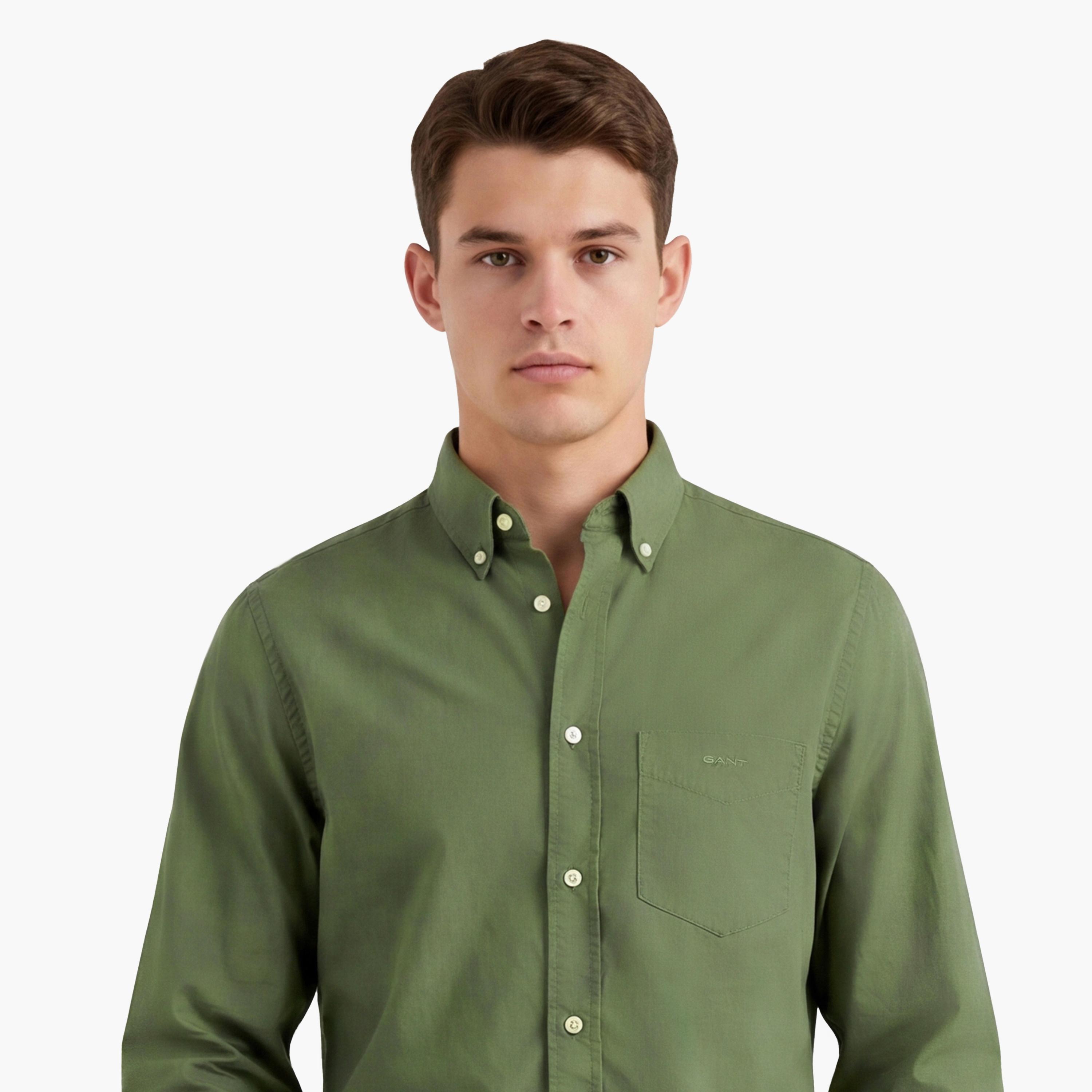 Gant Regular Fit Plain Button Down Collar Long Sleeves Men's Shirt-men-clothing-shirts-image-2
