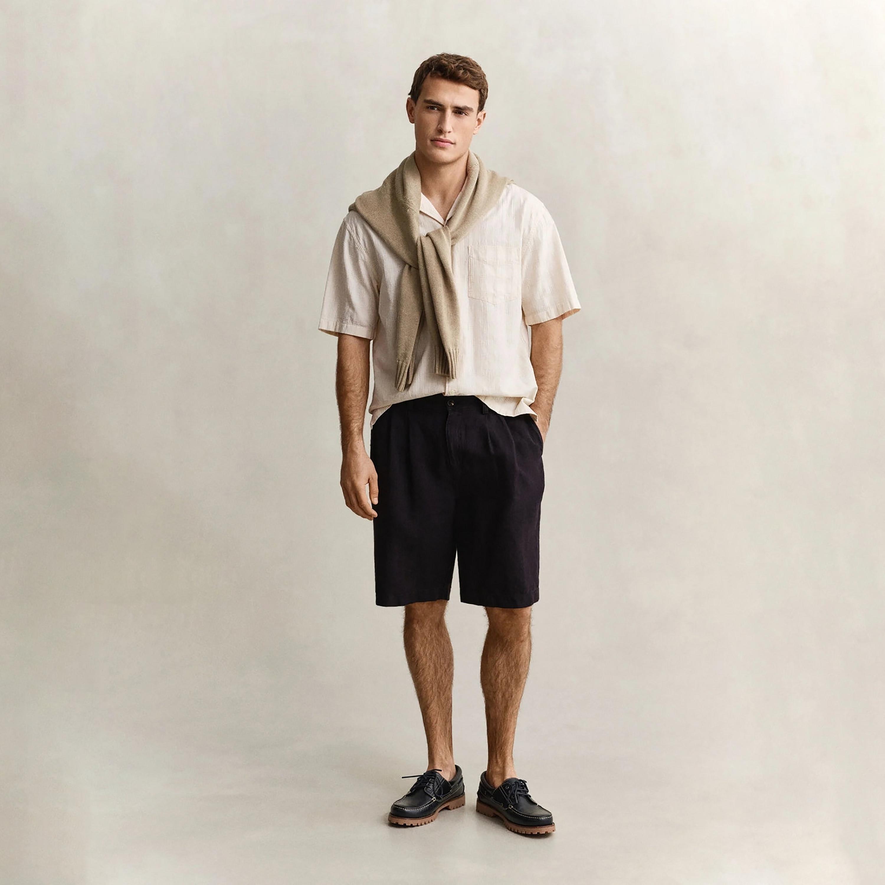 Gant Relaxed Fit Textured Resort Collar Short Sleeves Men's Shirt-men-clothing-shirts-image-2