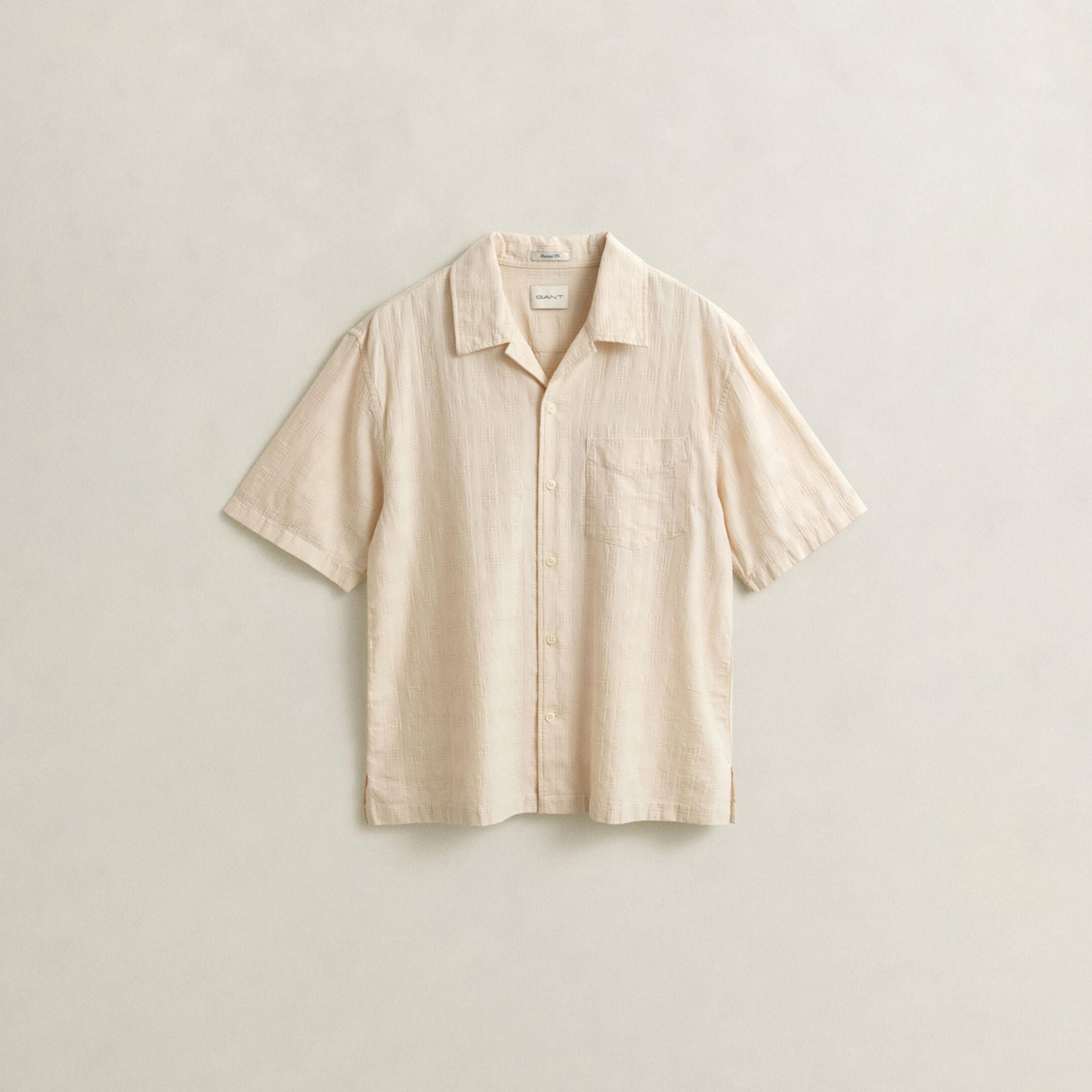 Gant Relaxed Fit Textured Resort Collar Short Sleeves Men's Shirt-men-clothing-shirts-image-5