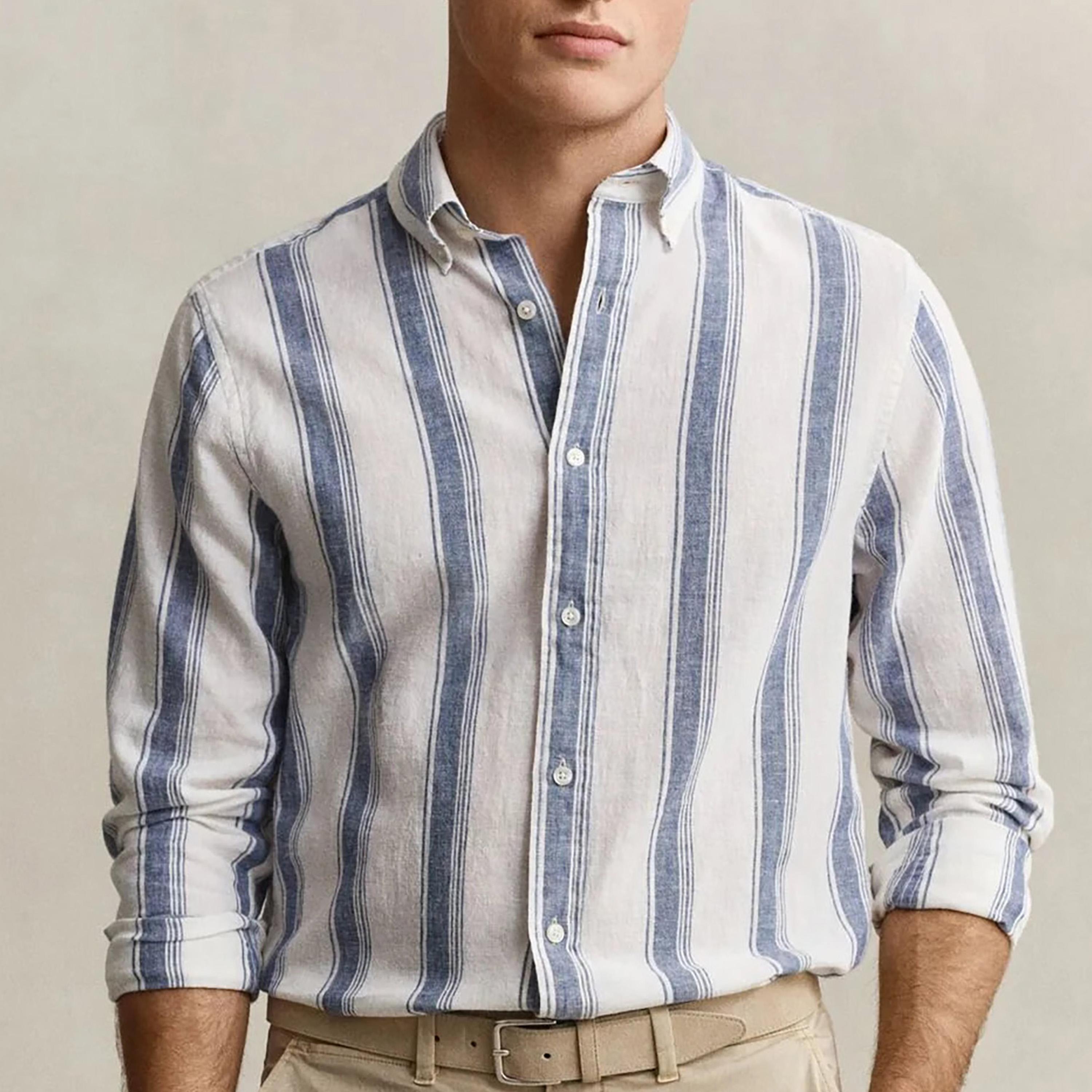 Gant Regular Fit Striped Button Down Collar Long Sleeves Men's Shirt-men-clothing-shirts-image-2