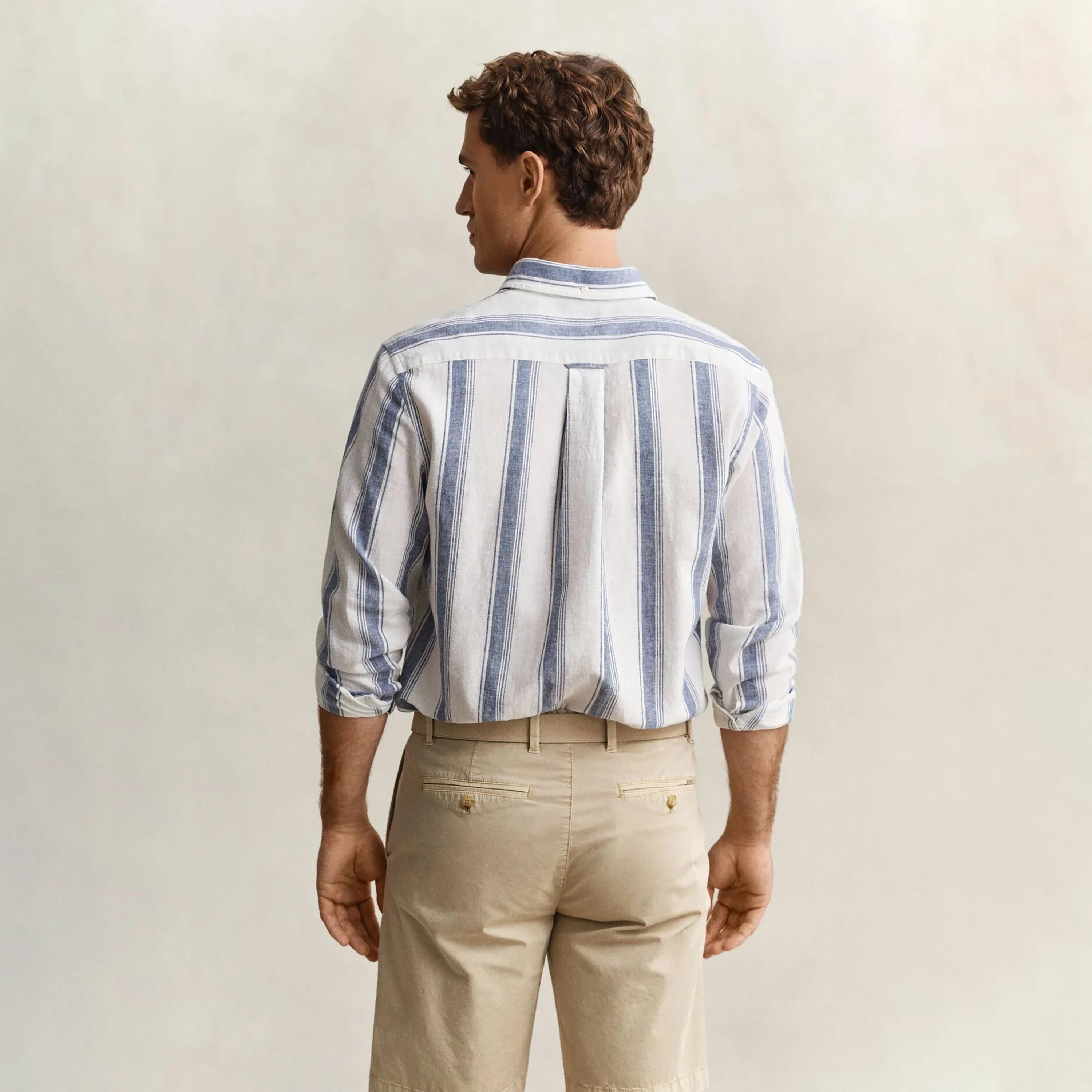 Gant Regular Fit Striped Button Down Collar Long Sleeves Men's Shirt-men-clothing-shirts-image-4