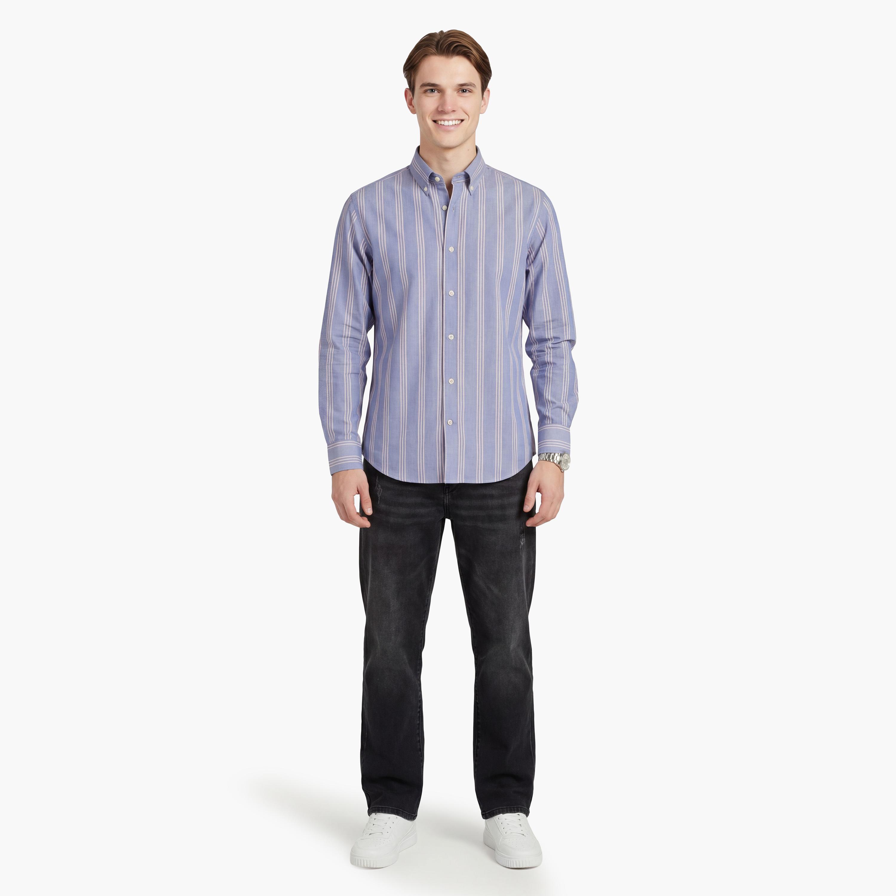Gant Regular Fit Striped Button-Down Collar Long Sleeves Men's Shirt-men-clothing-shirts-image-2