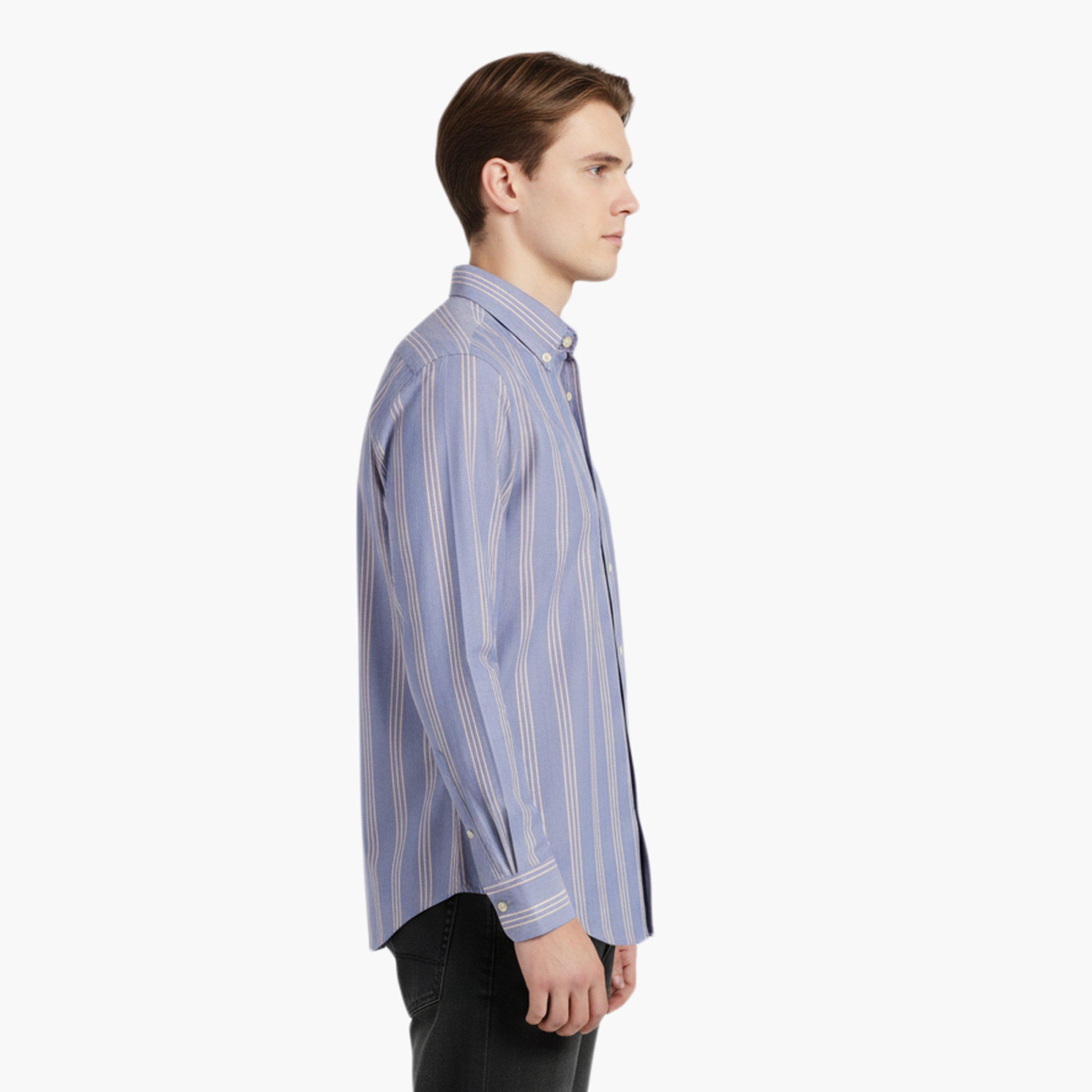 Gant Regular Fit Striped Button-Down Collar Long Sleeves Men's Shirt-men-clothing-shirts-image-3