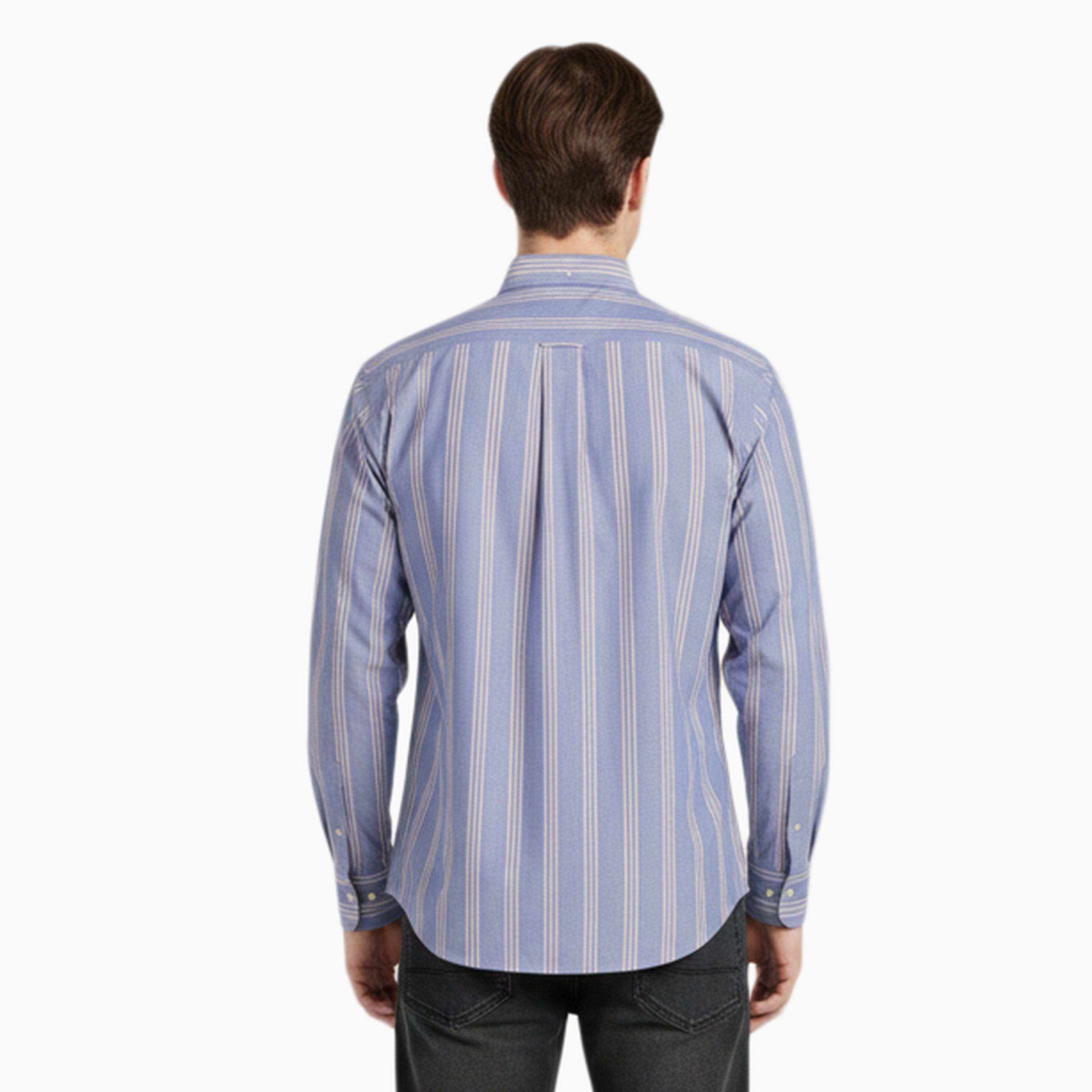 Gant Regular Fit Striped Button-Down Collar Long Sleeves Men's Shirt-men-clothing-shirts-image-4