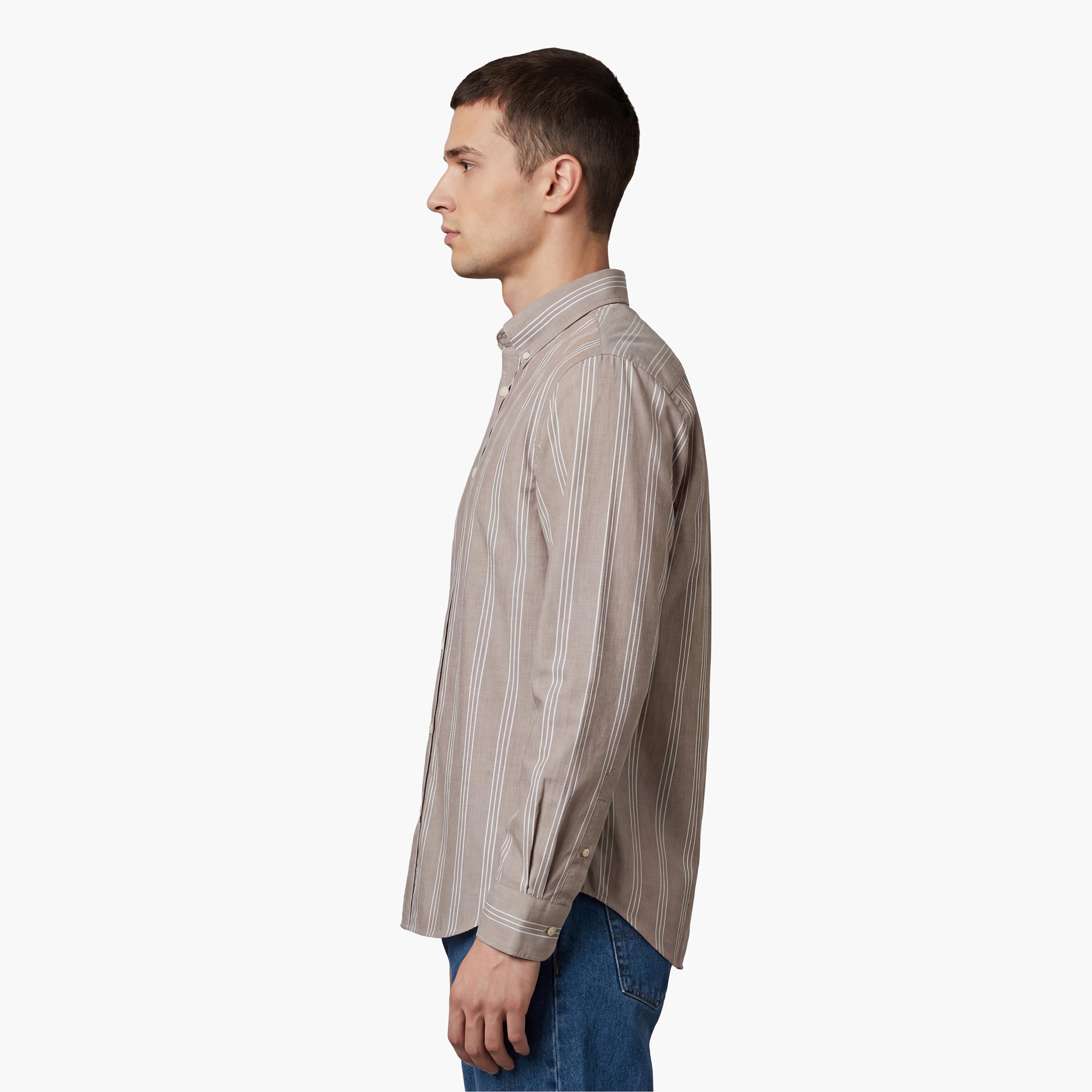 قميص رجالي مخطط بقصّة عادية وأزرار وأكمام طويلة من جانت-men-clothing-shirts-image-3