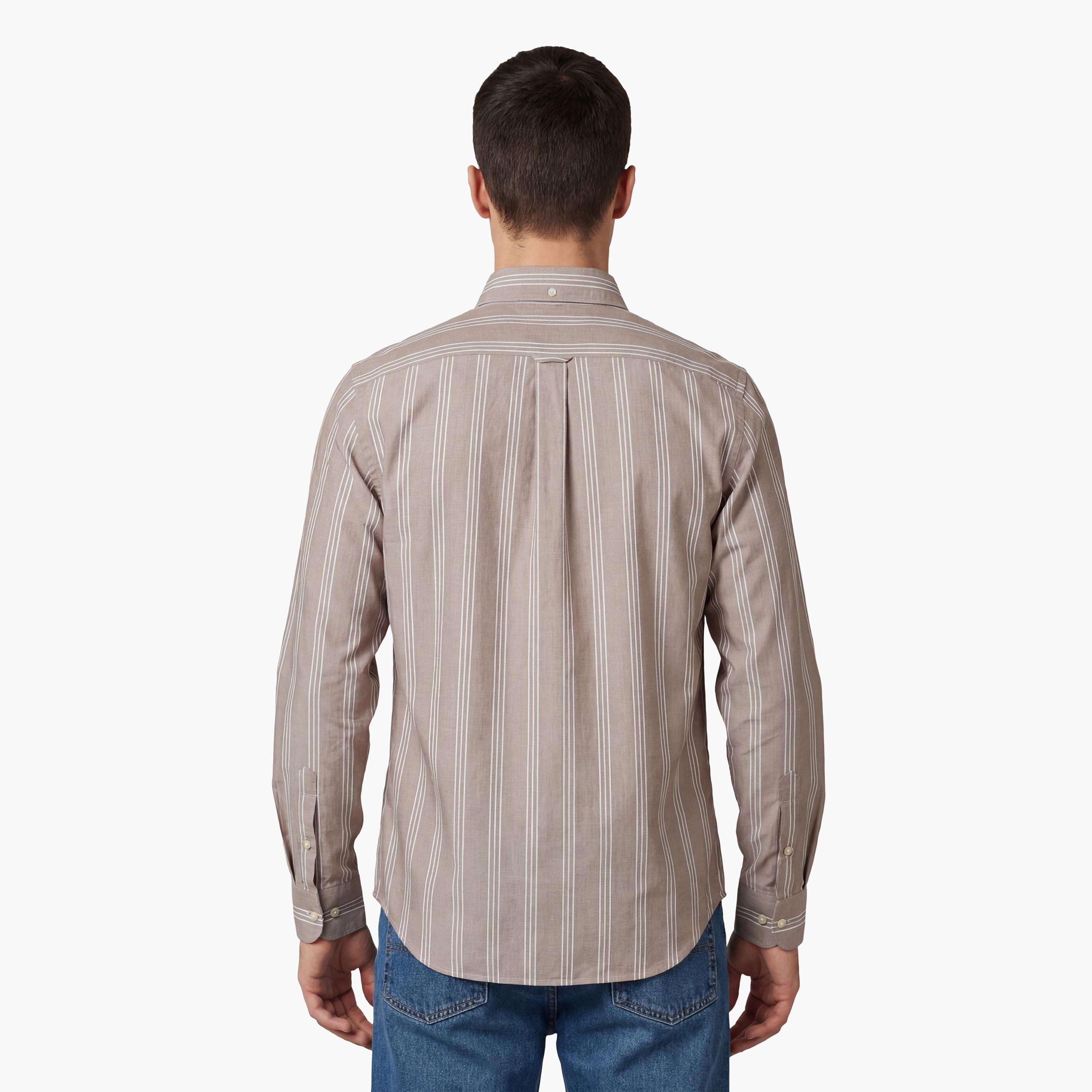 قميص رجالي مخطط بقصّة عادية وأزرار وأكمام طويلة من جانت-men-clothing-shirts-image-4