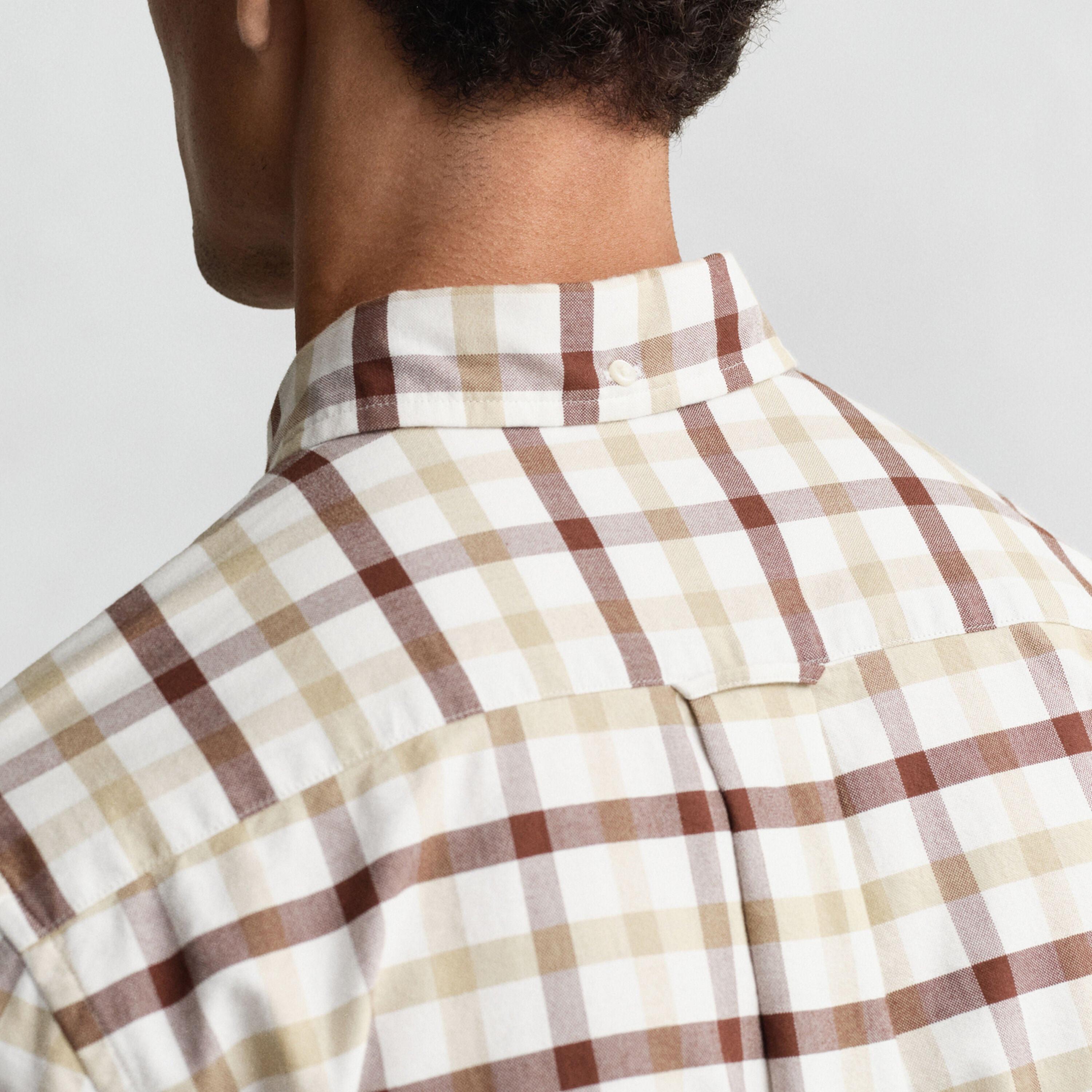 Gant Checked Regular Fit Long Sleeves Oxford Button-Down Collar Men's Shirt-men-clothing-shirts-image-3