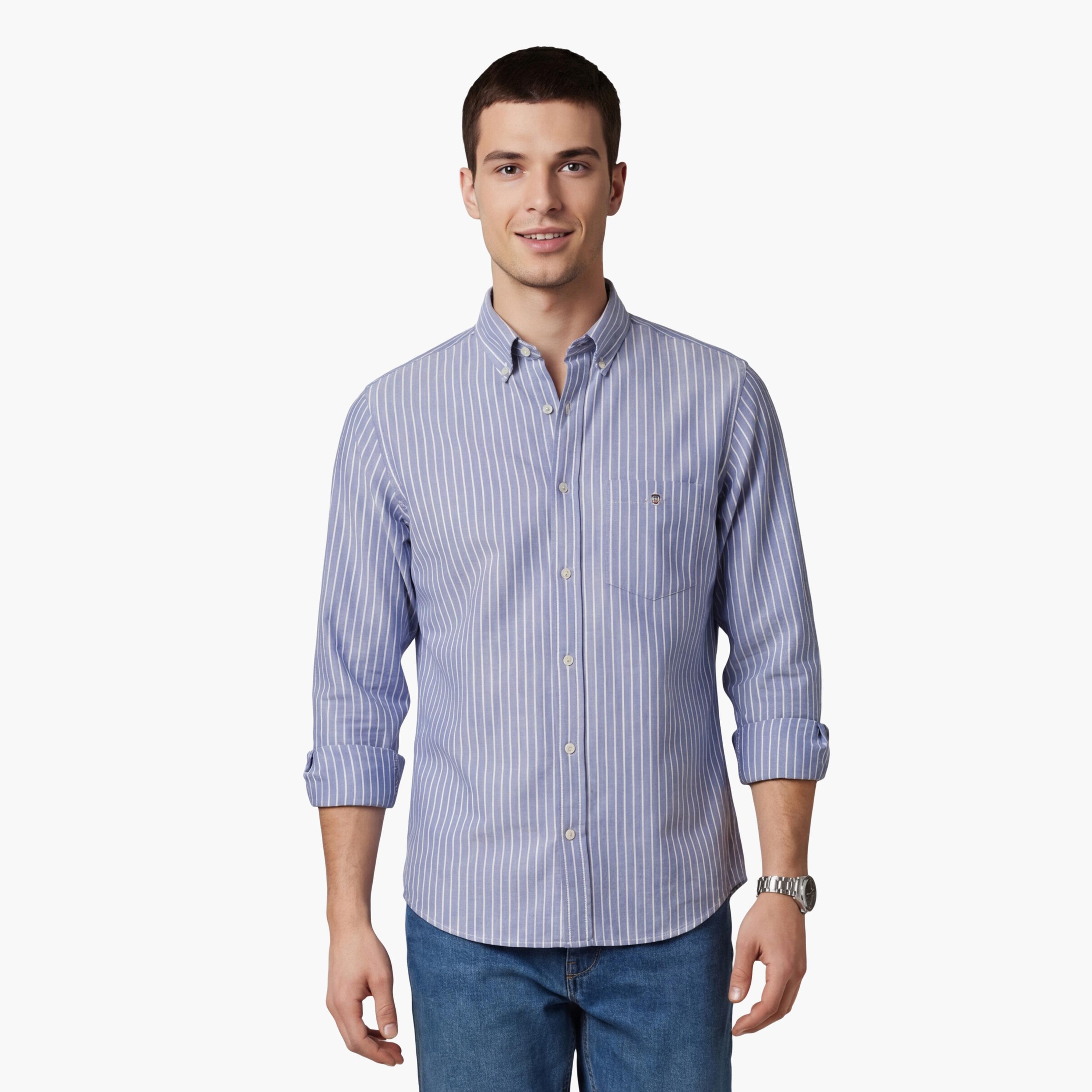 Gant Striped Regular Fit Long Sleeves Classic Oxford Button-Down Collar Men's Shirt-men-clothing-shirts-image-12