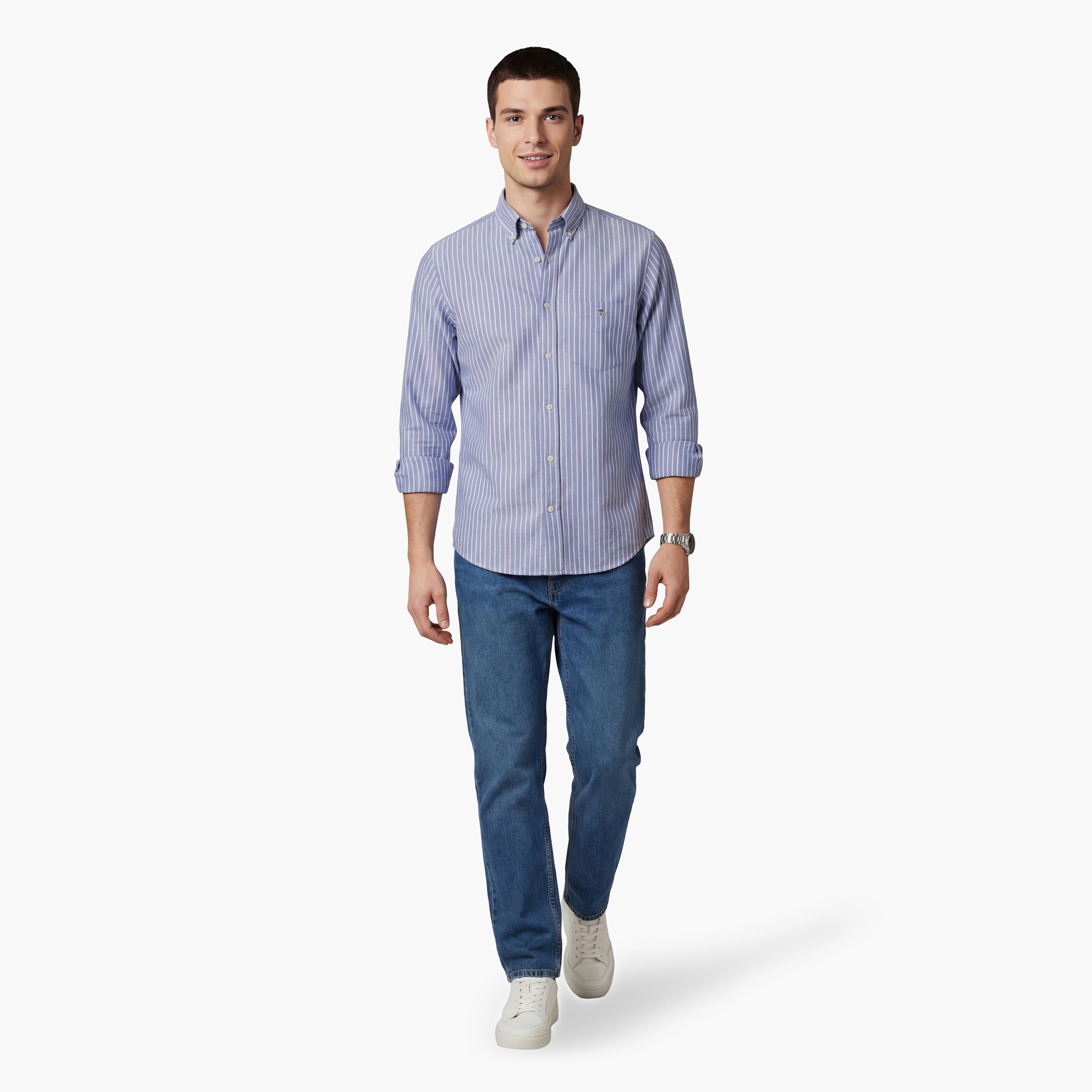 Gant Striped Regular Fit Long Sleeves Classic Oxford Button-Down Collar Men's Shirt-men-clothing-shirts-image-13