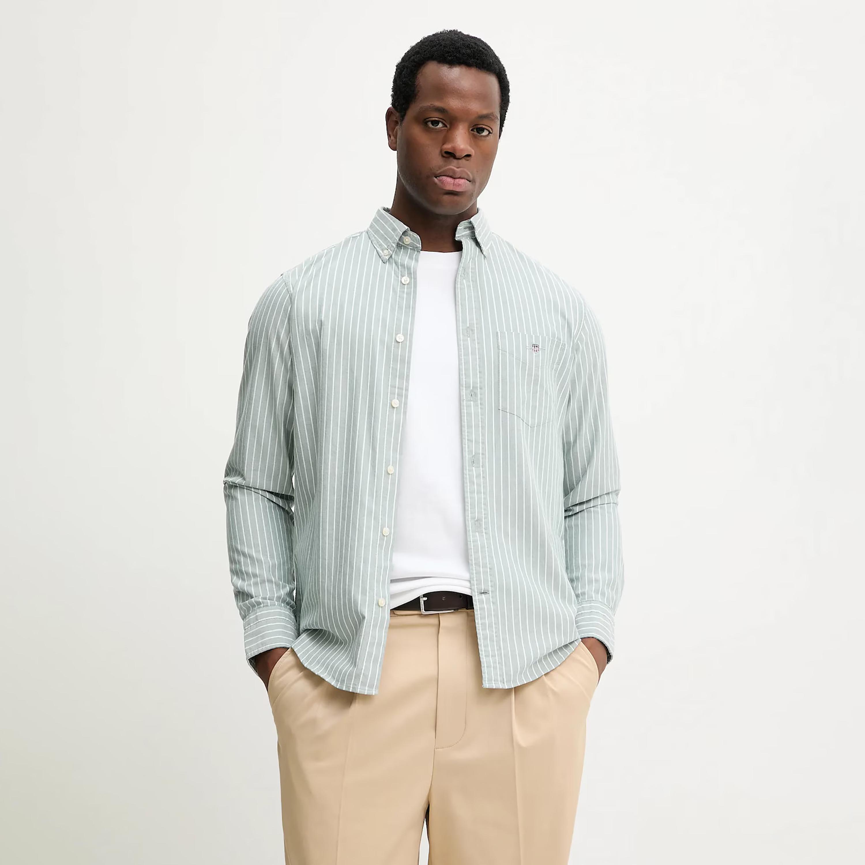Gant Striped Regular Fit Long Sleeves Classic Oxford Button-Down Collar Men's Shirt-men-clothing-shirts-image-7