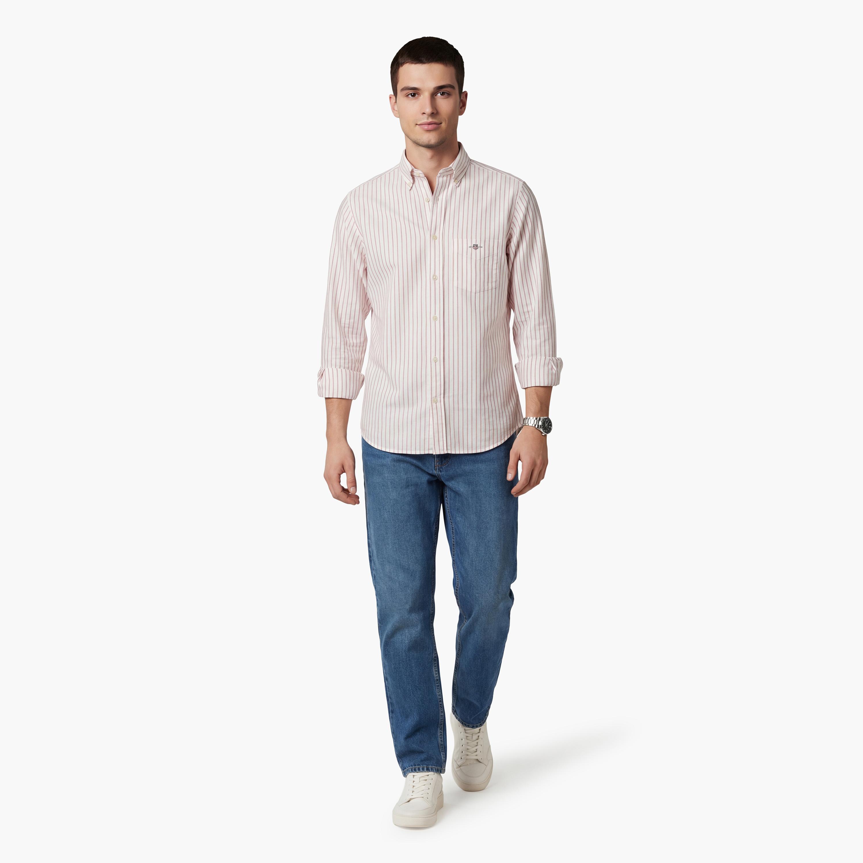 Gant Striped Regular Fit Long Sleeves Classic Oxford Button-Down Collar Men's Shirt-men-clothing-shirts-image-2