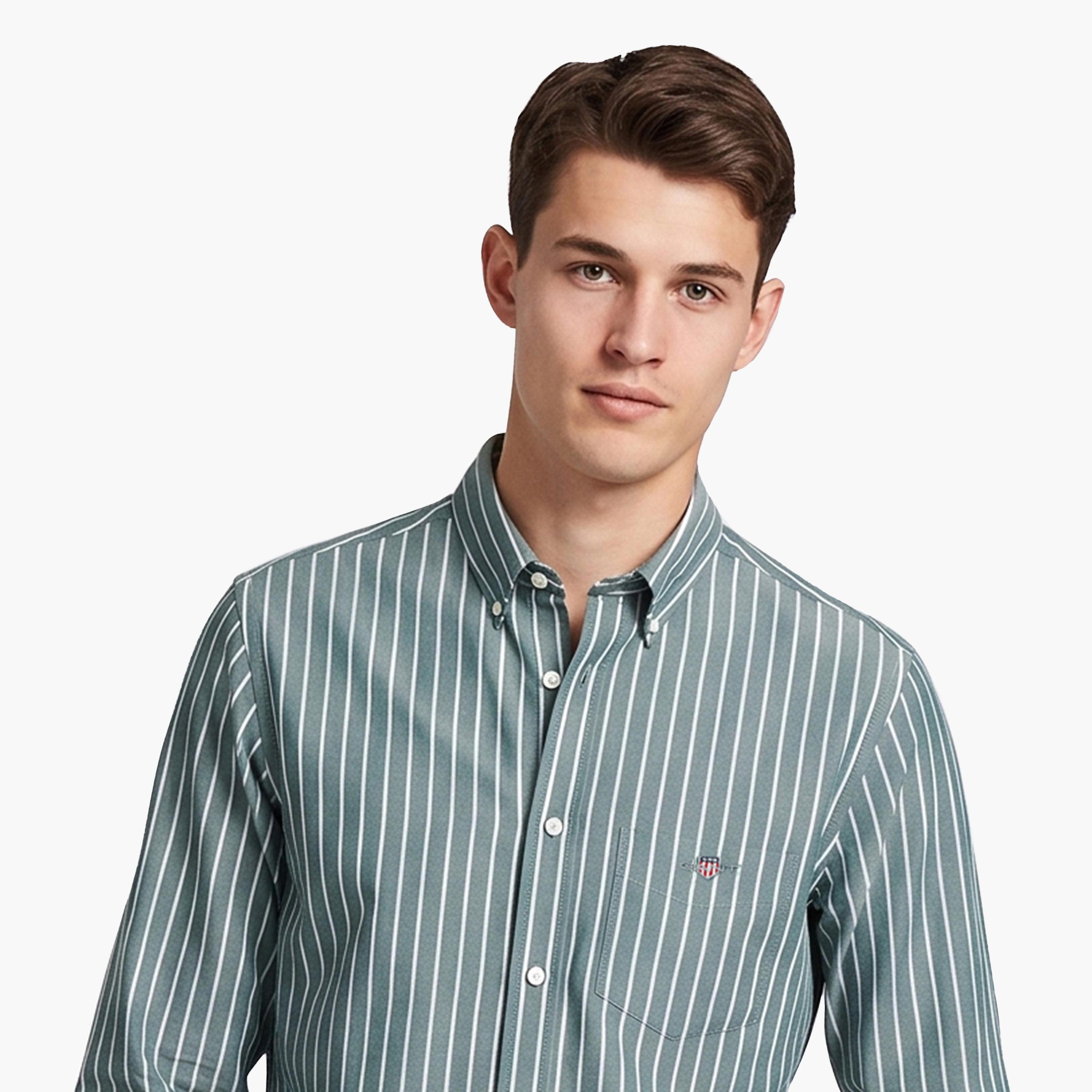 Gant Regular Fit Striped Button Down Collar Long Sleeves Men's Shirt-men-clothing-shirts-image-2