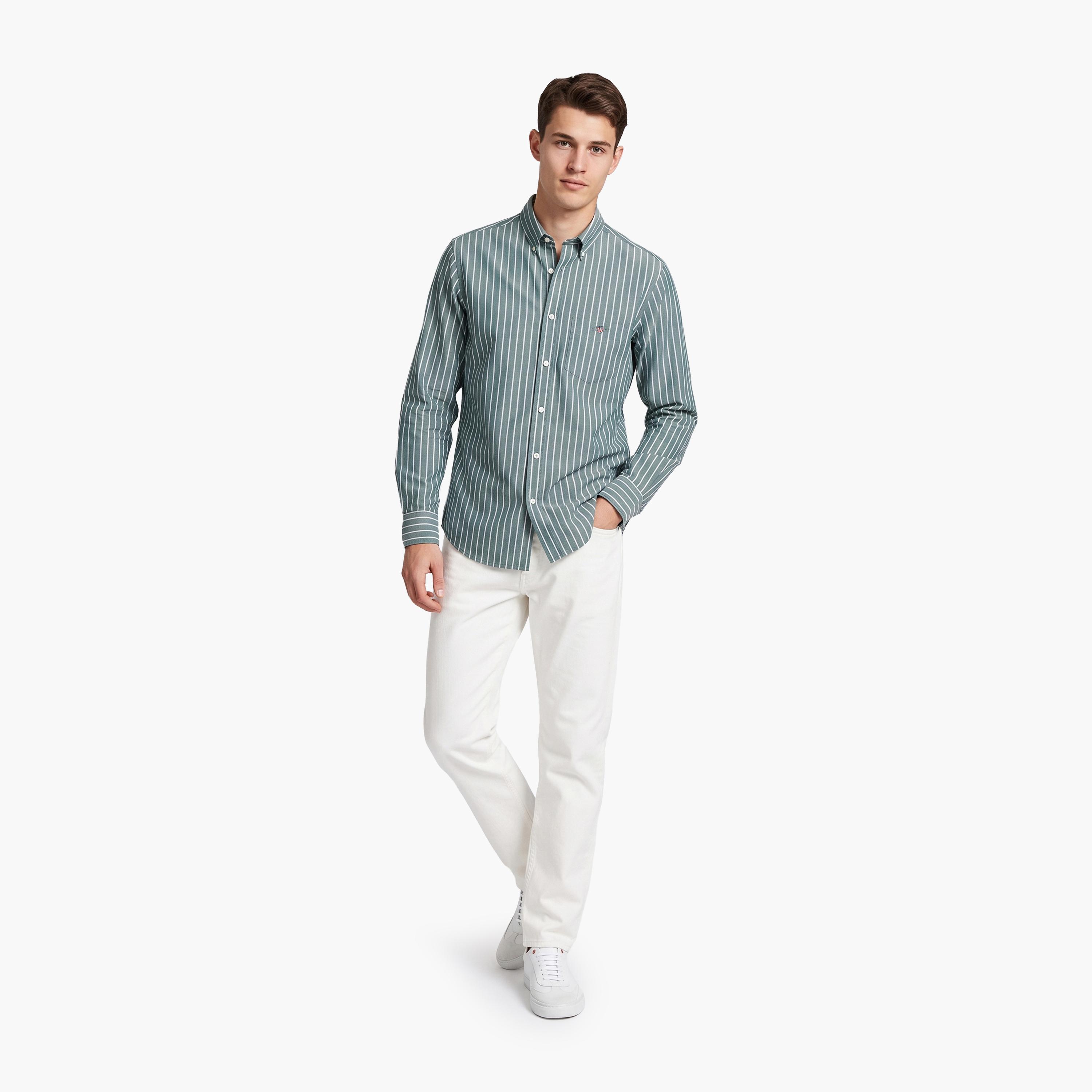 Gant Regular Fit Striped Button Down Collar Long Sleeves Men's Shirt-men-clothing-shirts-image-3