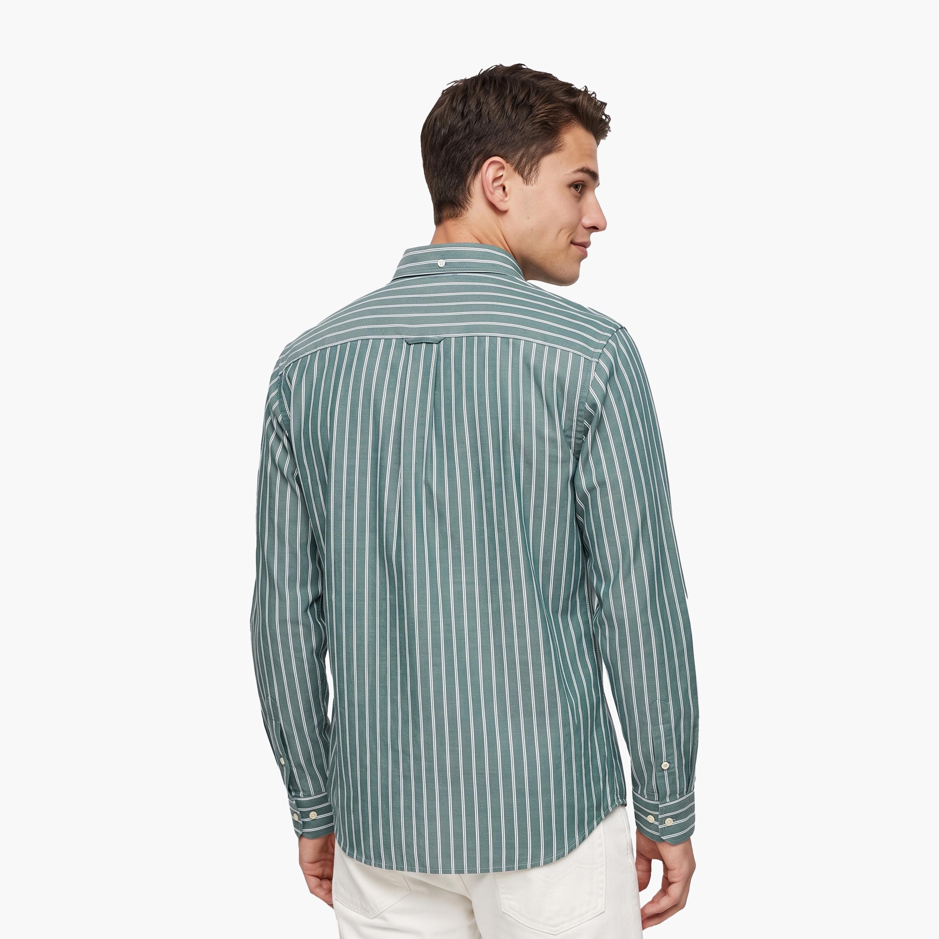 Gant Regular Fit Striped Button Down Collar Long Sleeves Men's Shirt-men-clothing-shirts-image-4