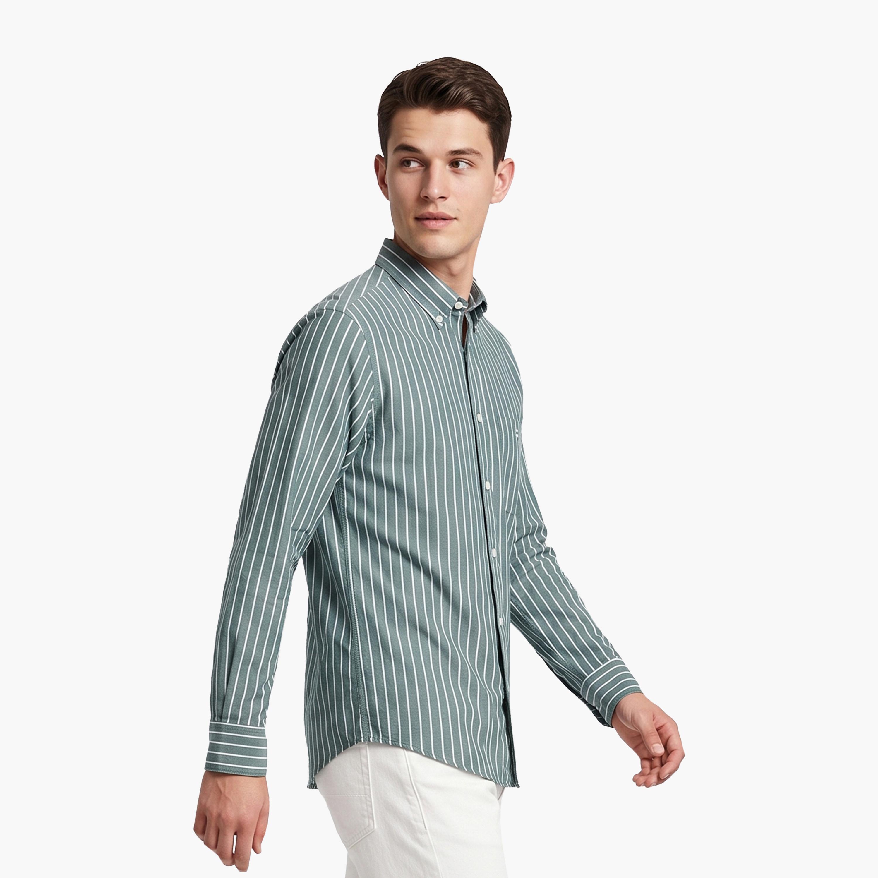Gant Regular Fit Striped Button Down Collar Long Sleeves Men's Shirt-men-clothing-shirts-image-5