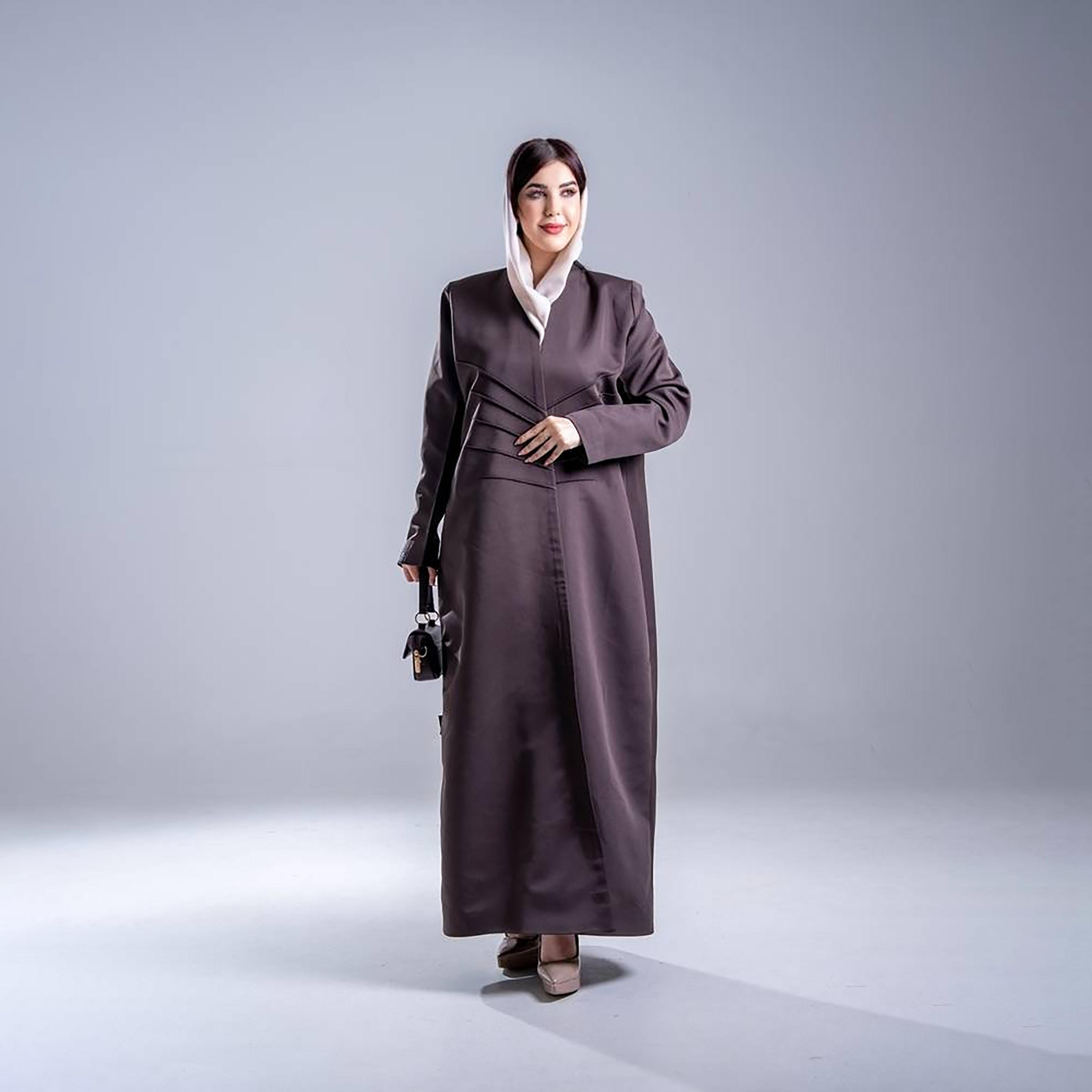 Elegant Hijab Seam Detailed Crepe Women's Half Cloche Abaya with Hijab-women-arabicclothing-abayas-image-1