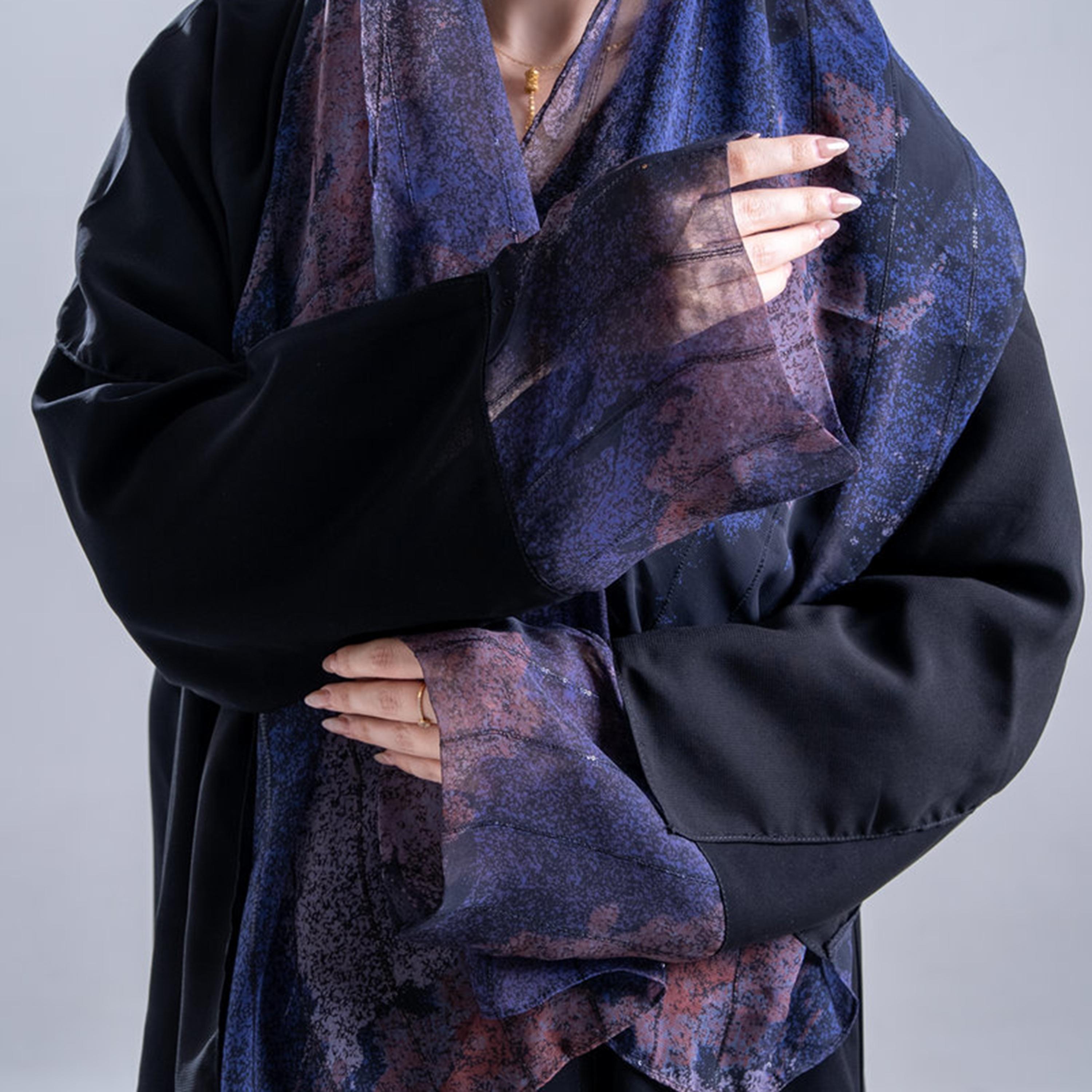 عباية كريب نسائية سادة بقصة نصف كلوش واسعة مع حجاب من إليجانت حجاب-women-arabicclothing-abayas-image-2