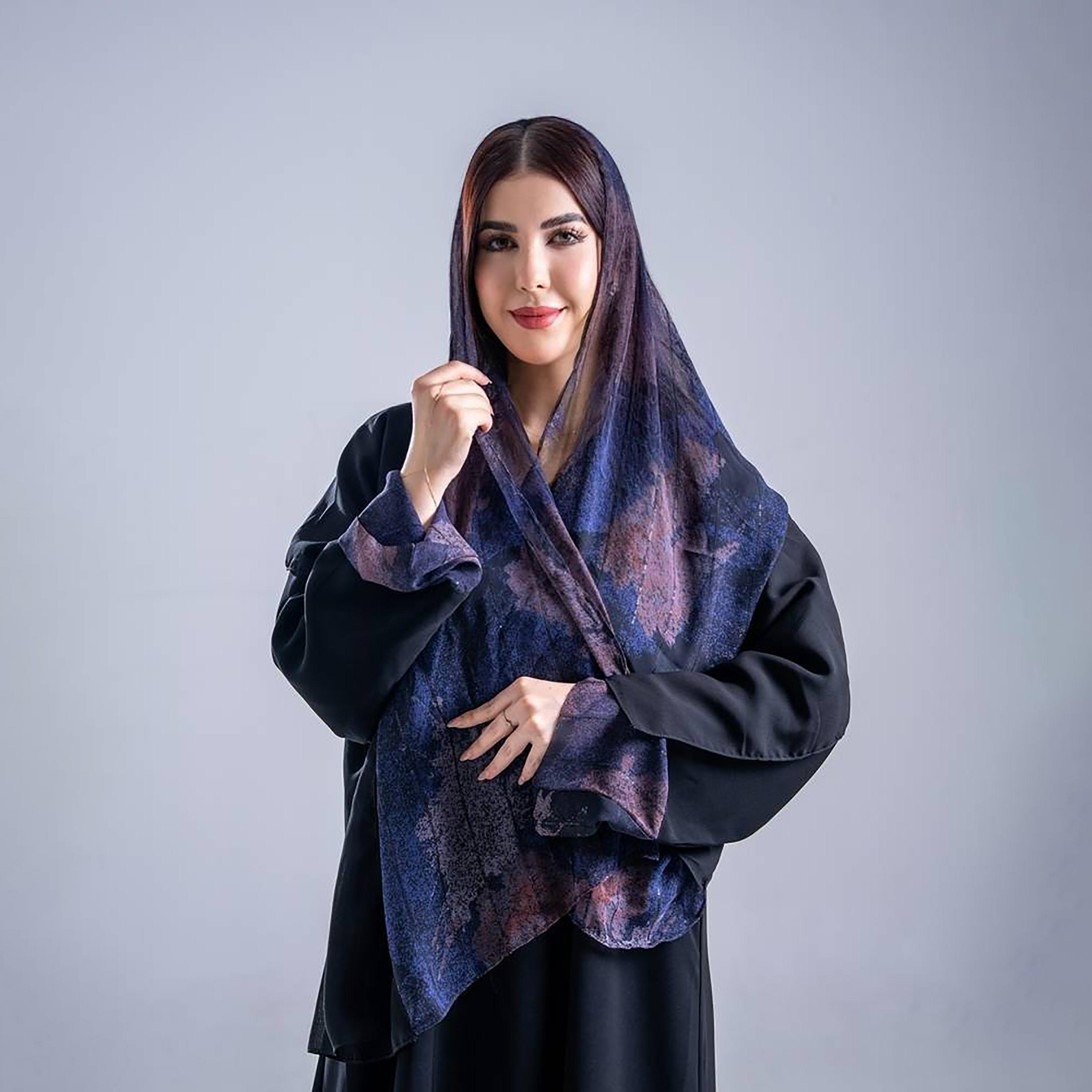 عباية كريب نسائية سادة بقصة نصف كلوش واسعة مع حجاب من إليجانت حجاب-women-arabicclothing-abayas-image-3