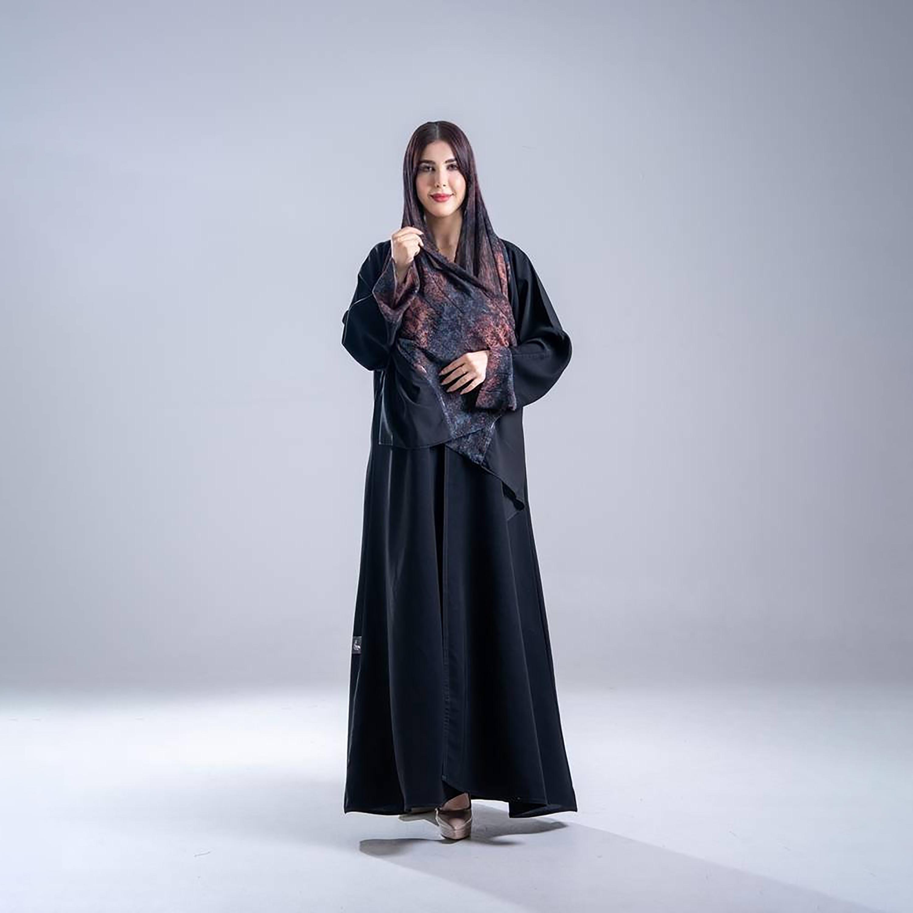 عباية كريب نسائية سادة بقصة نصف كلوش واسعة مع حجاب من إليجانت حجاب-women-arabicclothing-abayas-image-1