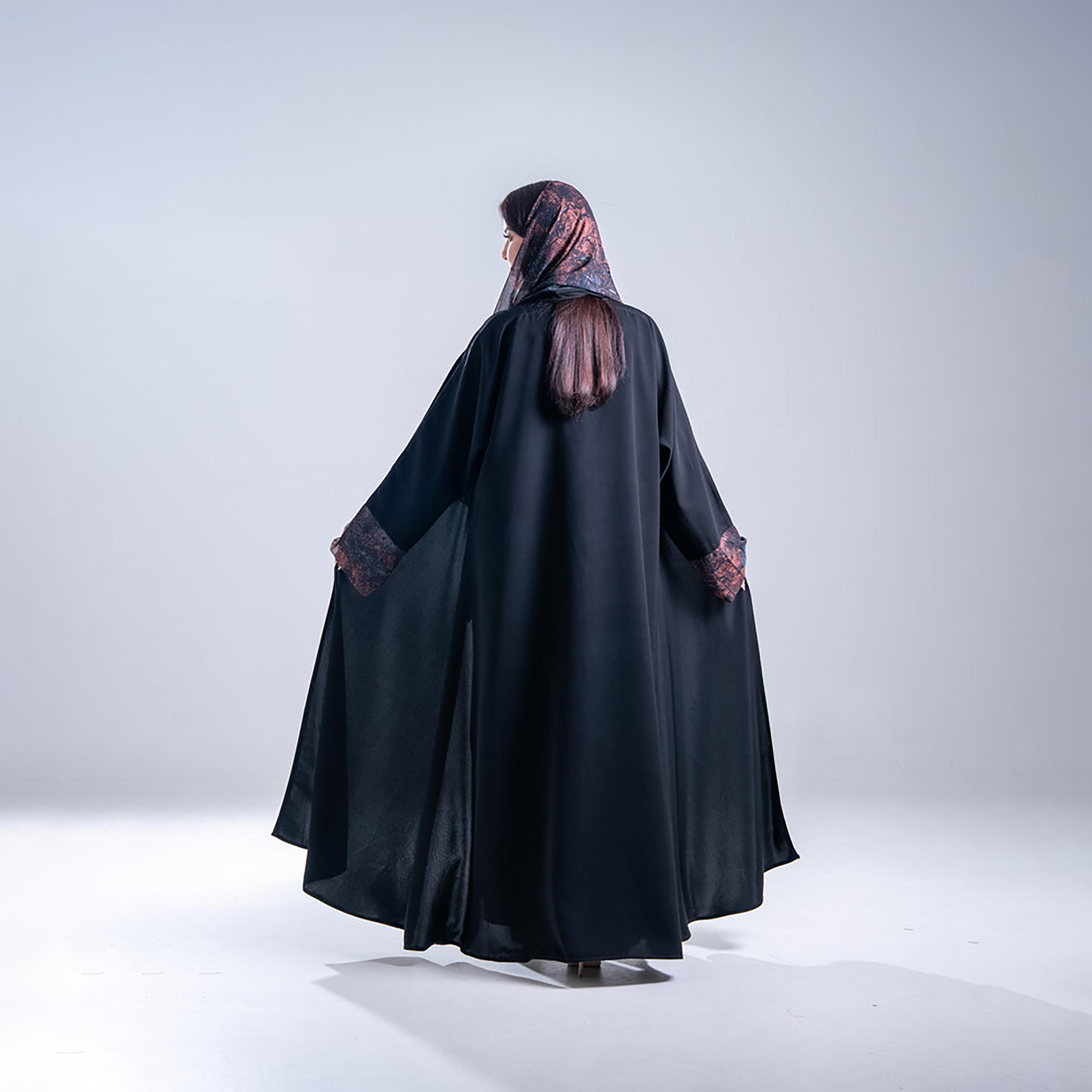 عباية كريب نسائية سادة بقصة نصف كلوش واسعة مع حجاب من إليجانت حجاب-women-arabicclothing-abayas-image-4