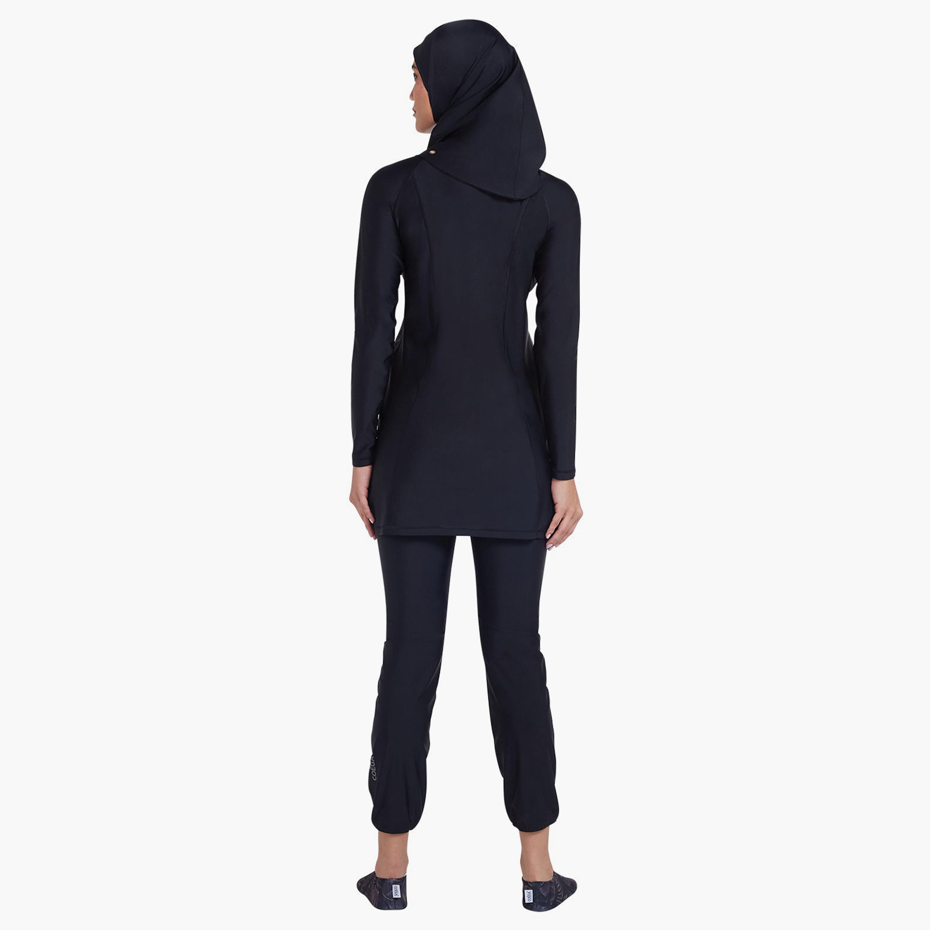 COEGA Women's Modest Three-Piece Swim Set, Nero Silver Tropical-women-clothing-swimandbeach-burkinis-image-2