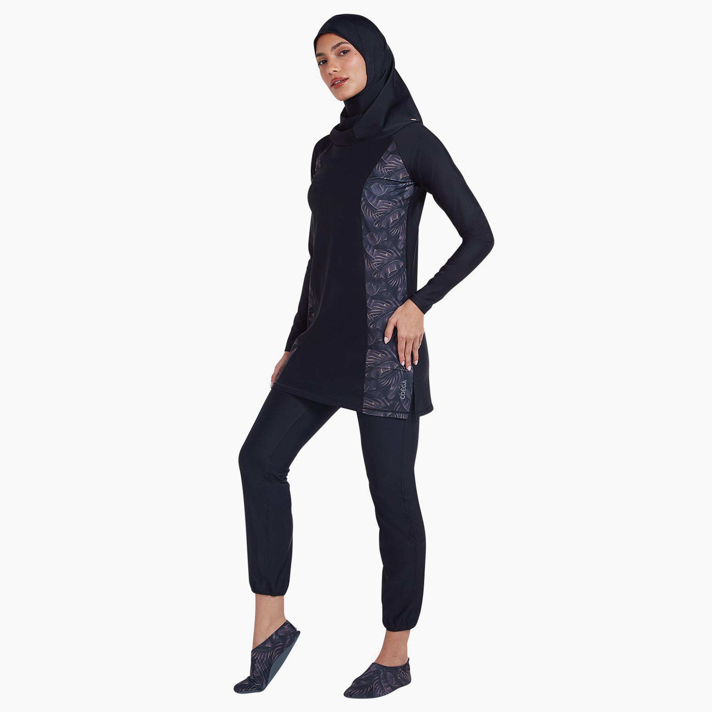COEGA Women's Modest Three-Piece Swim Set, Nero Silver Tropical-women-clothing-swimandbeach-burkinis-image-3