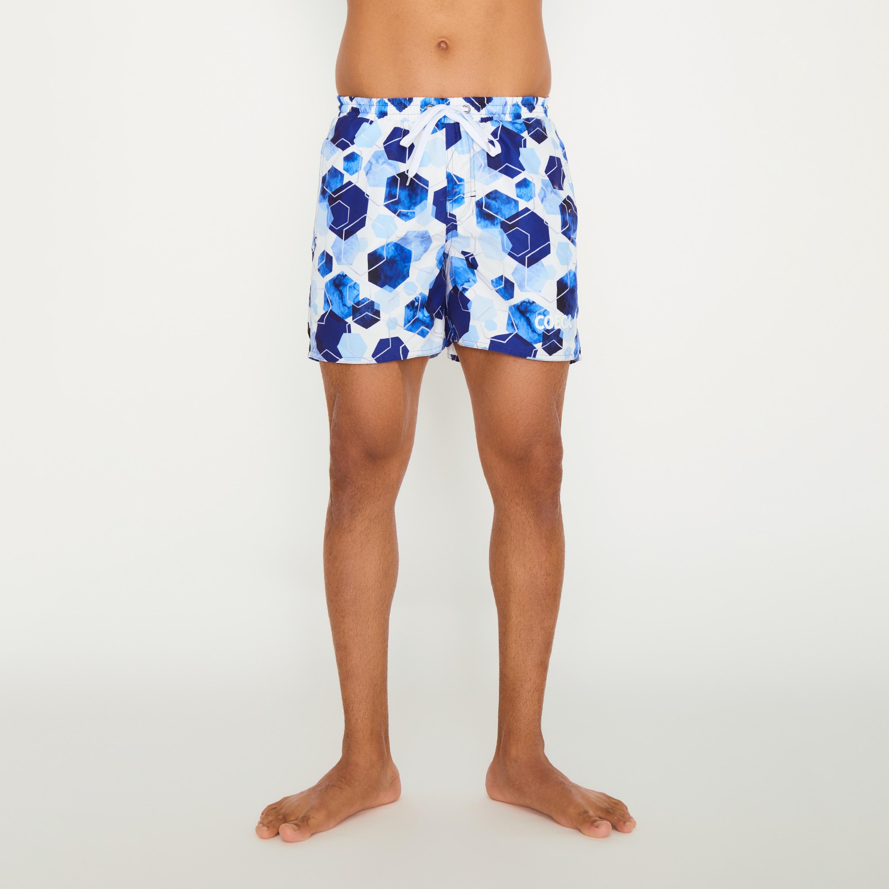 COEGA Sunwear Men's Boardshorts, Navy Watercolour Hexagons-men-clothing-swimandbeach-shorts-image-1
