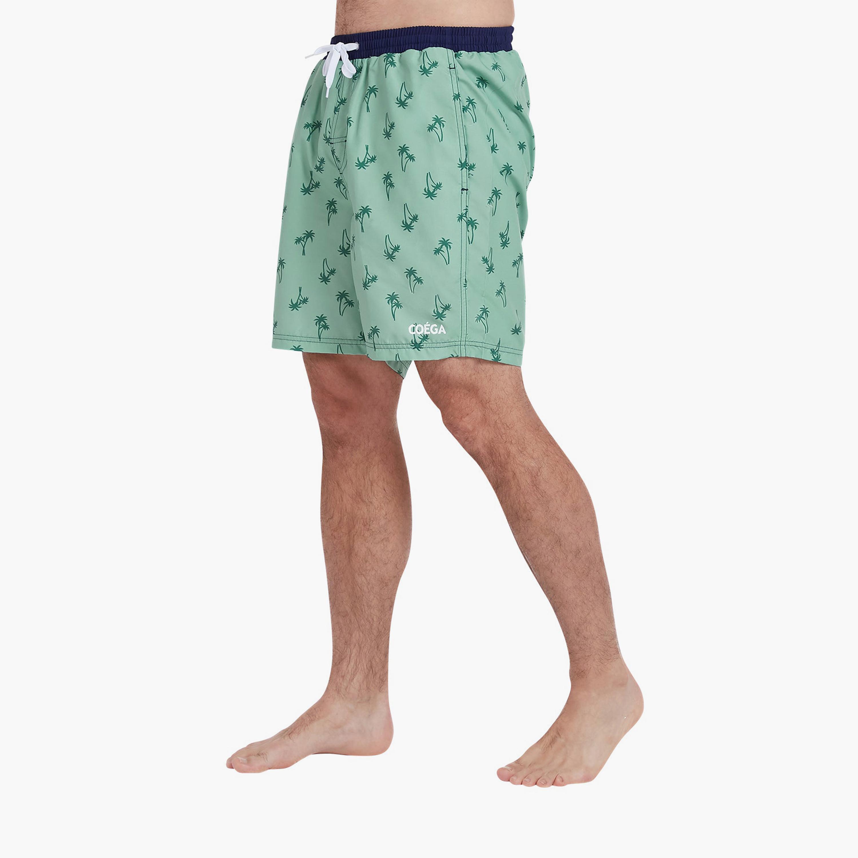 كويغا - شورت سباحة رجالي، أزرق داكن بنقشة نخيل الربيع-sports-men-clothing-swimwear-image-3