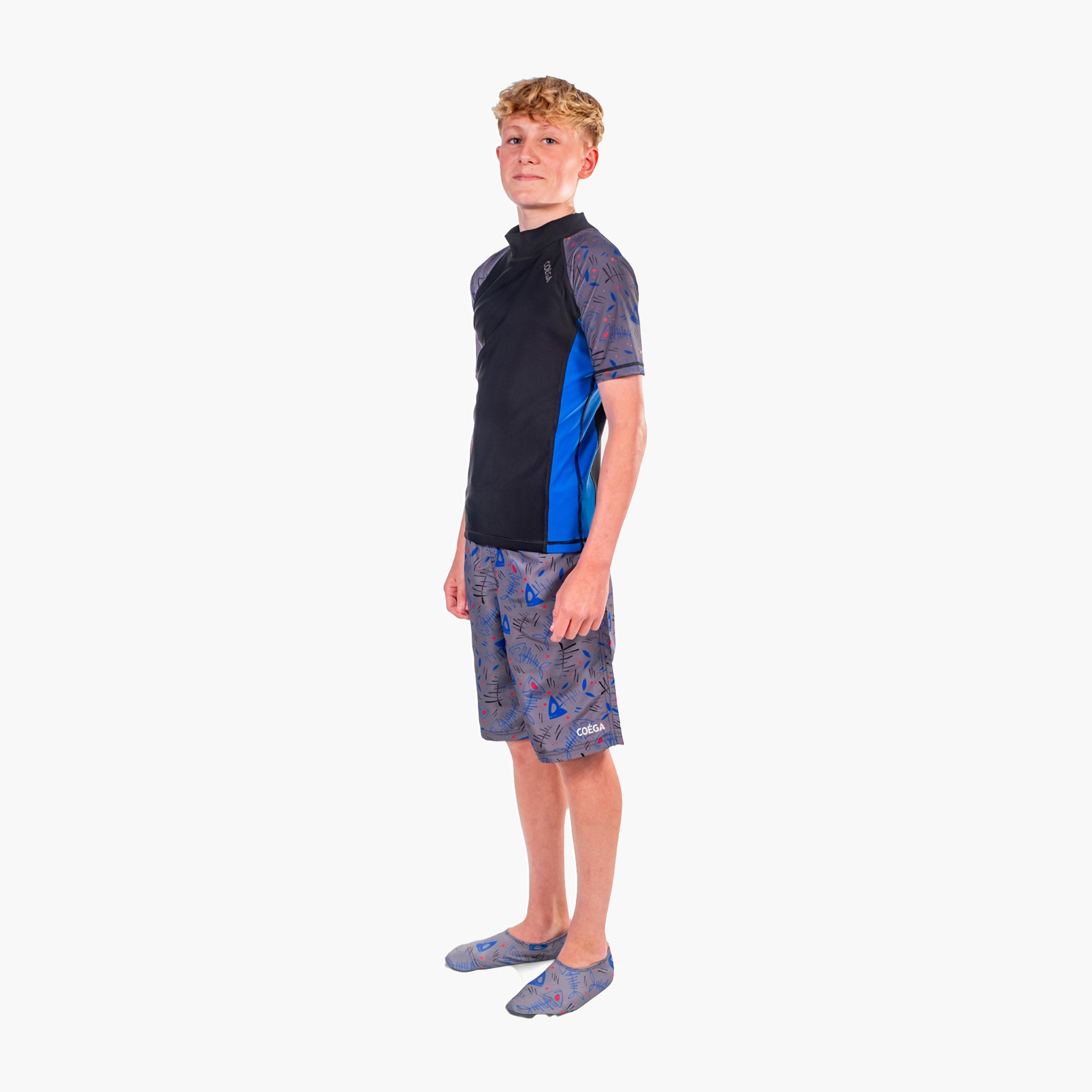 COEGA Boys Kids Boardshorts - Blue Black Fish-sports-gear-swimming-boy-image-3