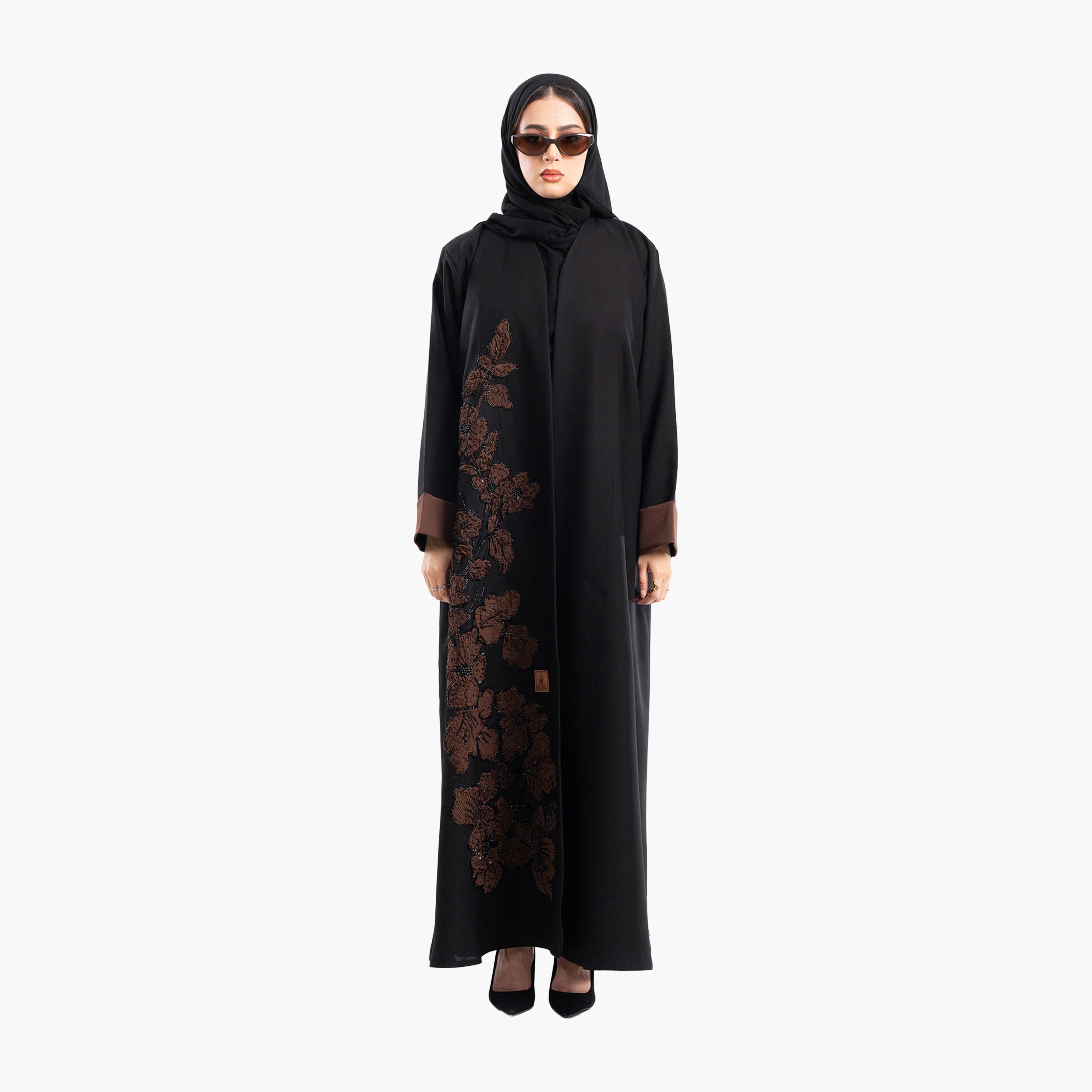 Zahiyh Embroidered & Beaded Evening Abaya with Hijab-women-arabicclothing-abayas-image-1