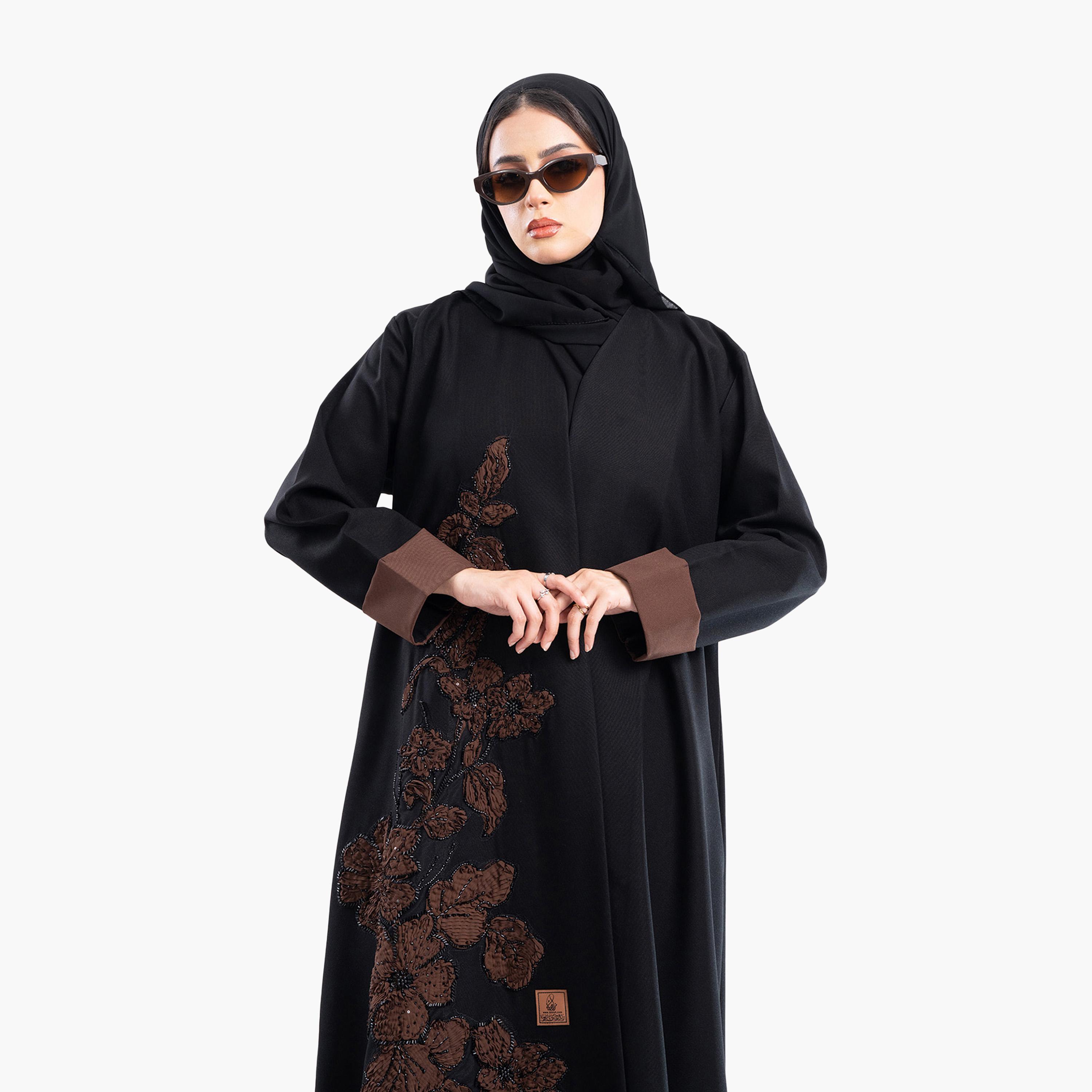 Zahiyh Embroidered & Beaded Evening Abaya with Hijab-women-arabicclothing-abayas-image-2