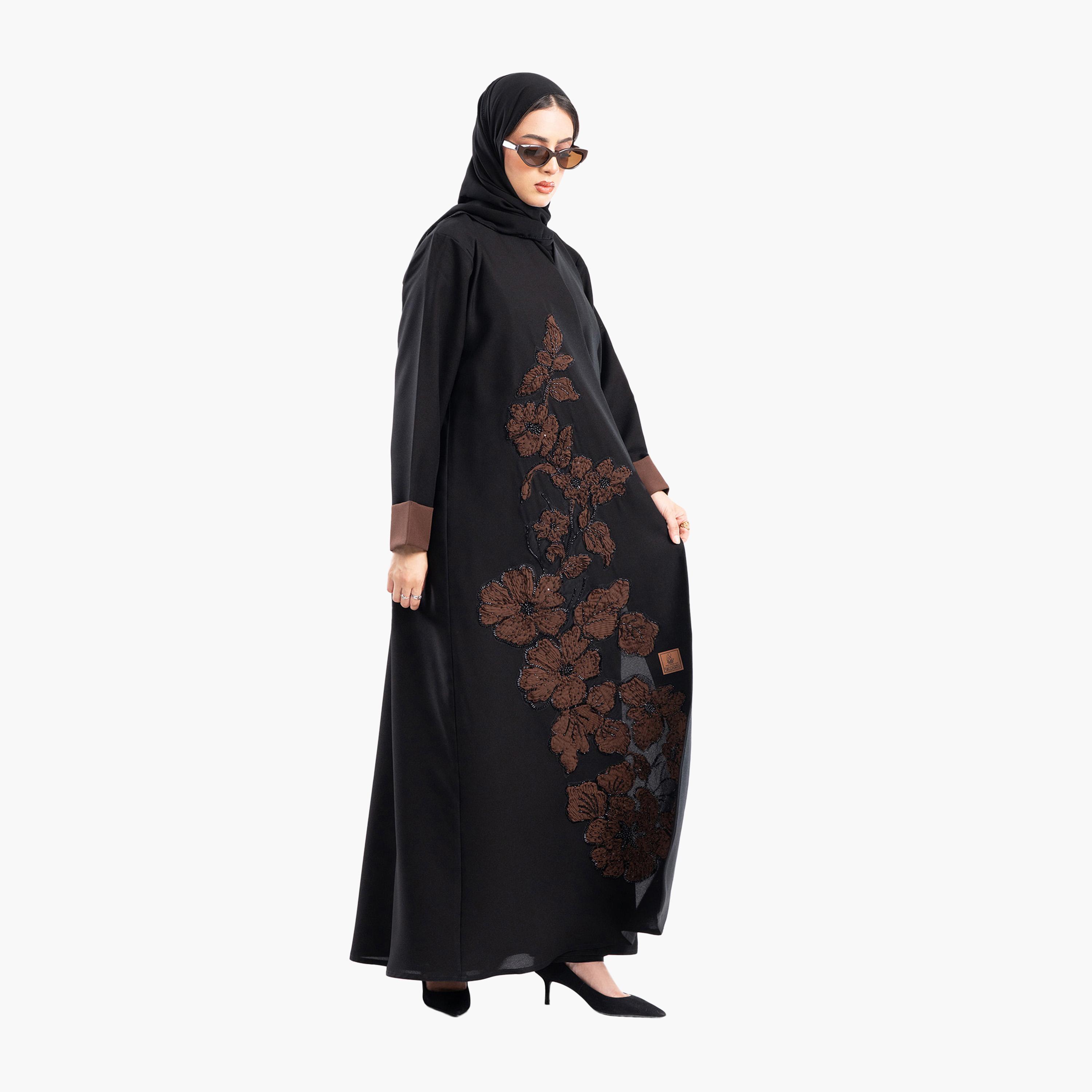 Zahiyh Embroidered & Beaded Evening Abaya with Hijab-women-arabicclothing-abayas-image-5
