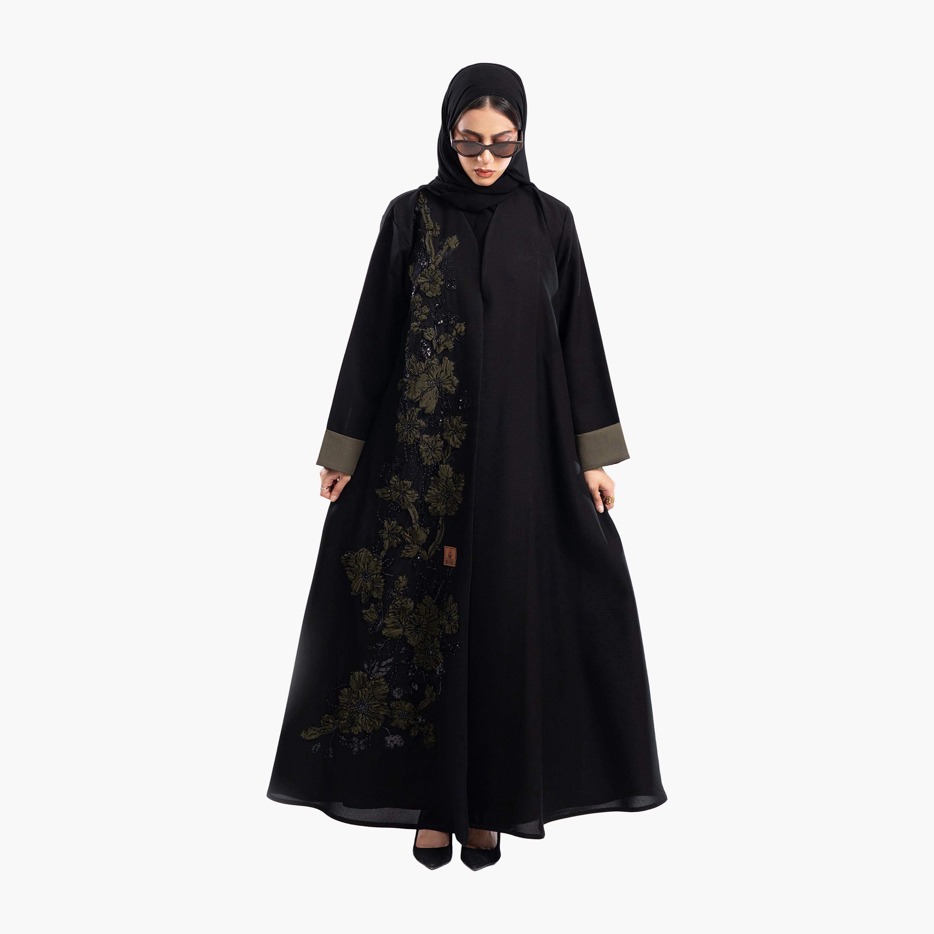 Zahiyh Embroidered & Beaded Evening Abaya with Hijab-women-arabicclothing-abayas-image-1