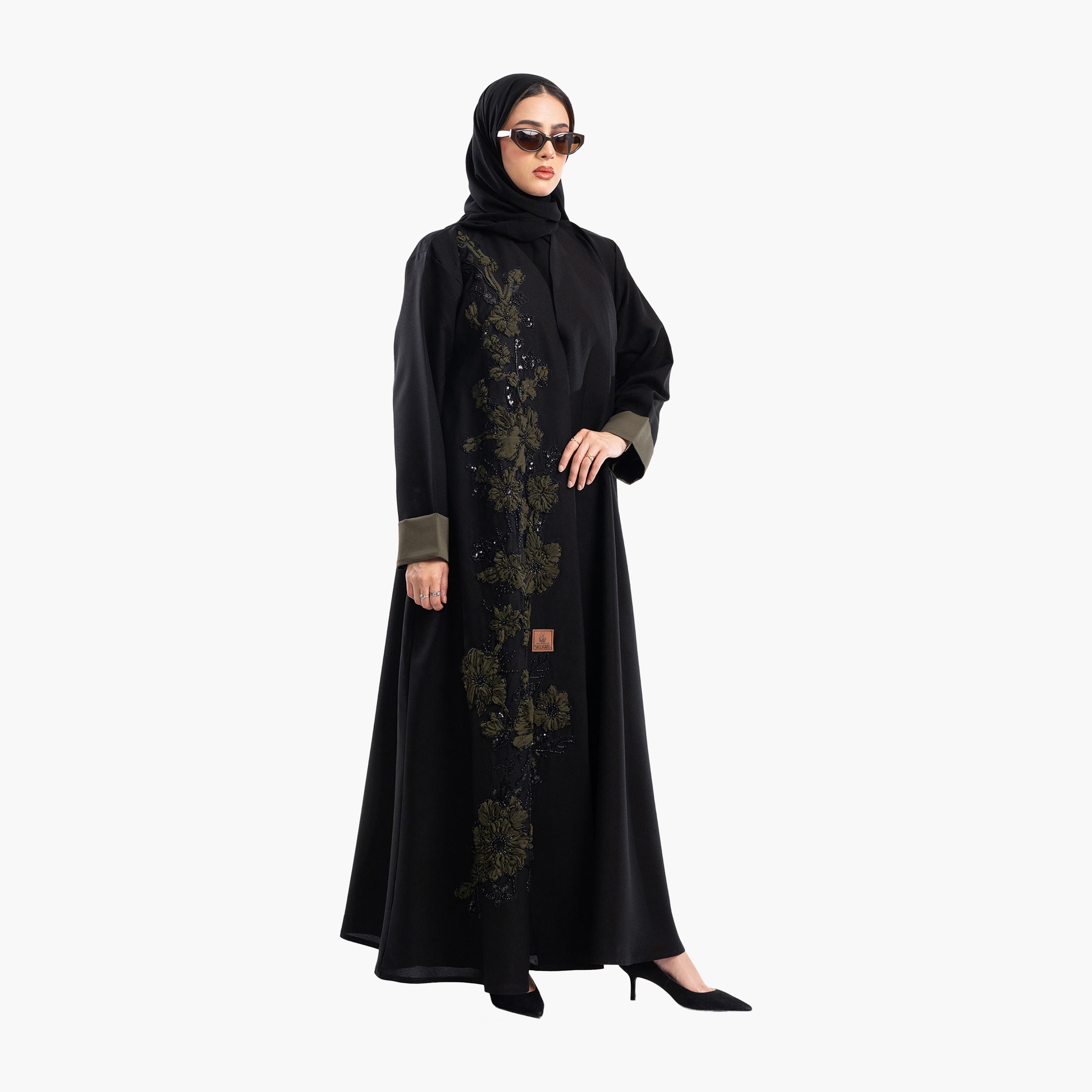 Zahiyh Embroidered & Beaded Evening Abaya with Hijab-women-arabicclothing-abayas-image-3
