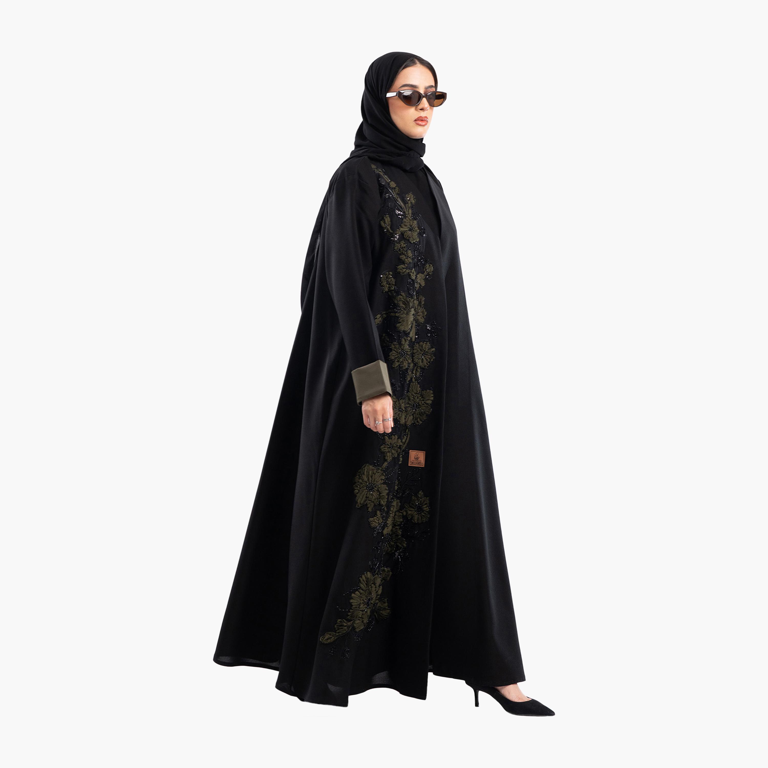 Zahiyh Embroidered & Beaded Evening Abaya with Hijab-women-arabicclothing-abayas-image-4