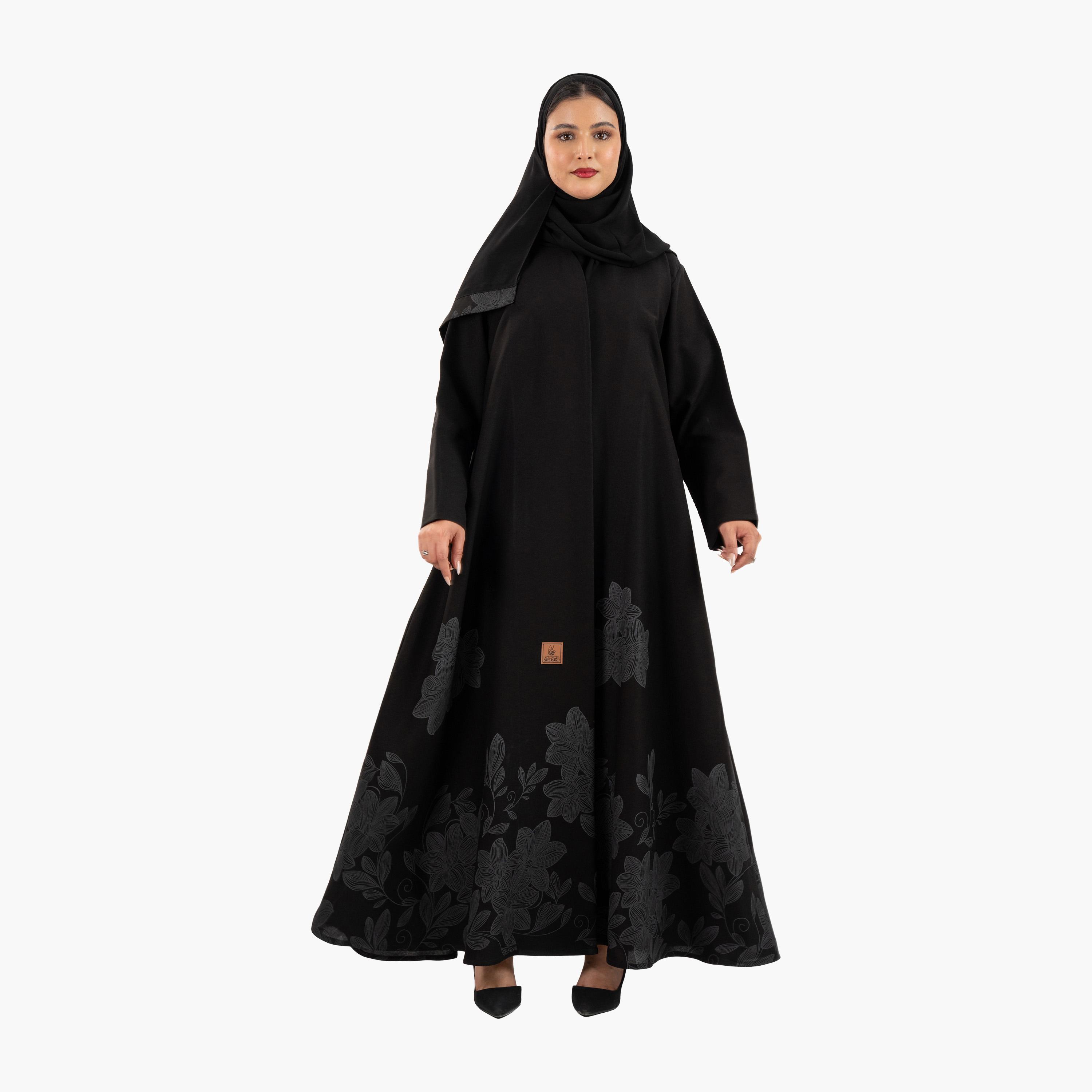 Zahiyh Floral Printed Women's Abaya with Hijab-women-arabicclothing-abayas-image-1
