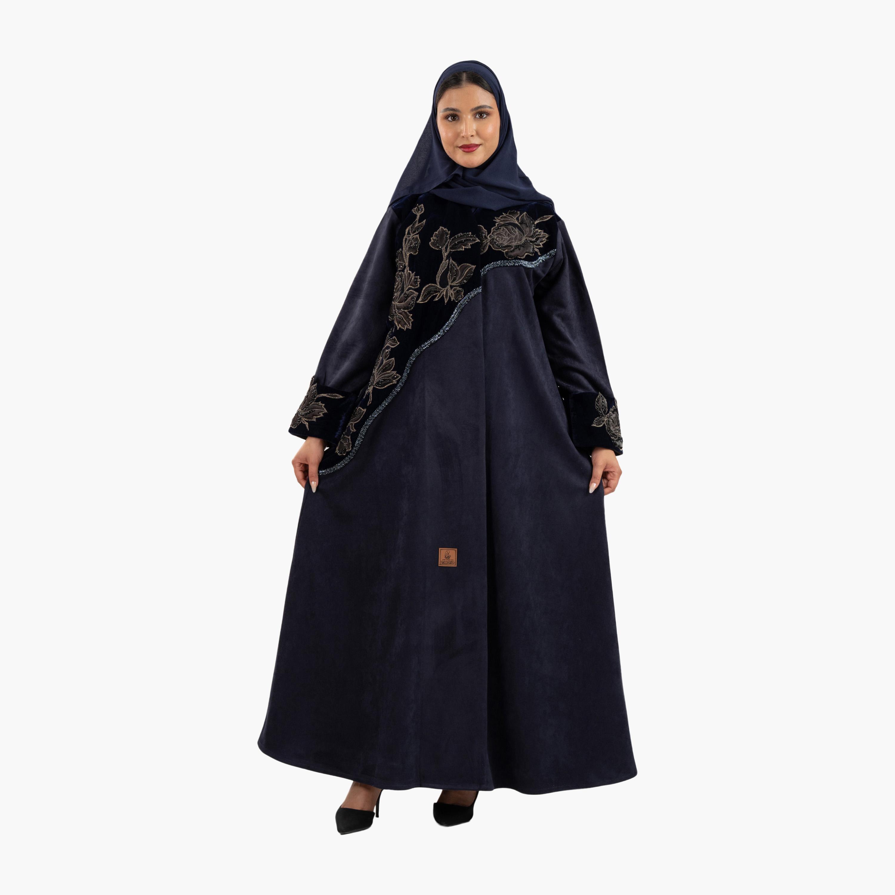 Zahiyh Floral Embroidered Evening Women's Abaya with Hijab-women-arabicclothing-abayas-image-1