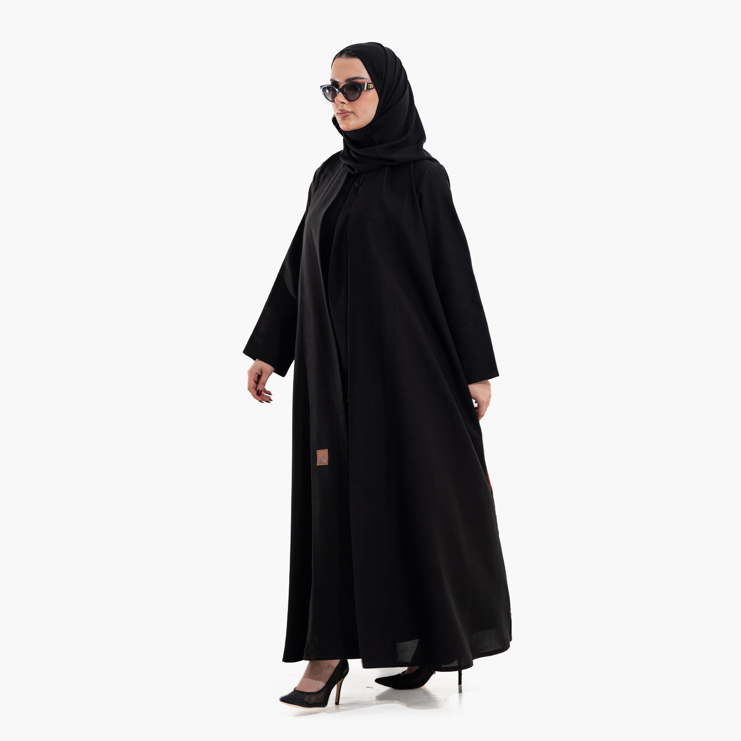 عباية سهرة نسائية بتطريز زهور مع حجاب - أسود من زاهية-women-arabicclothing-abayas-image-2