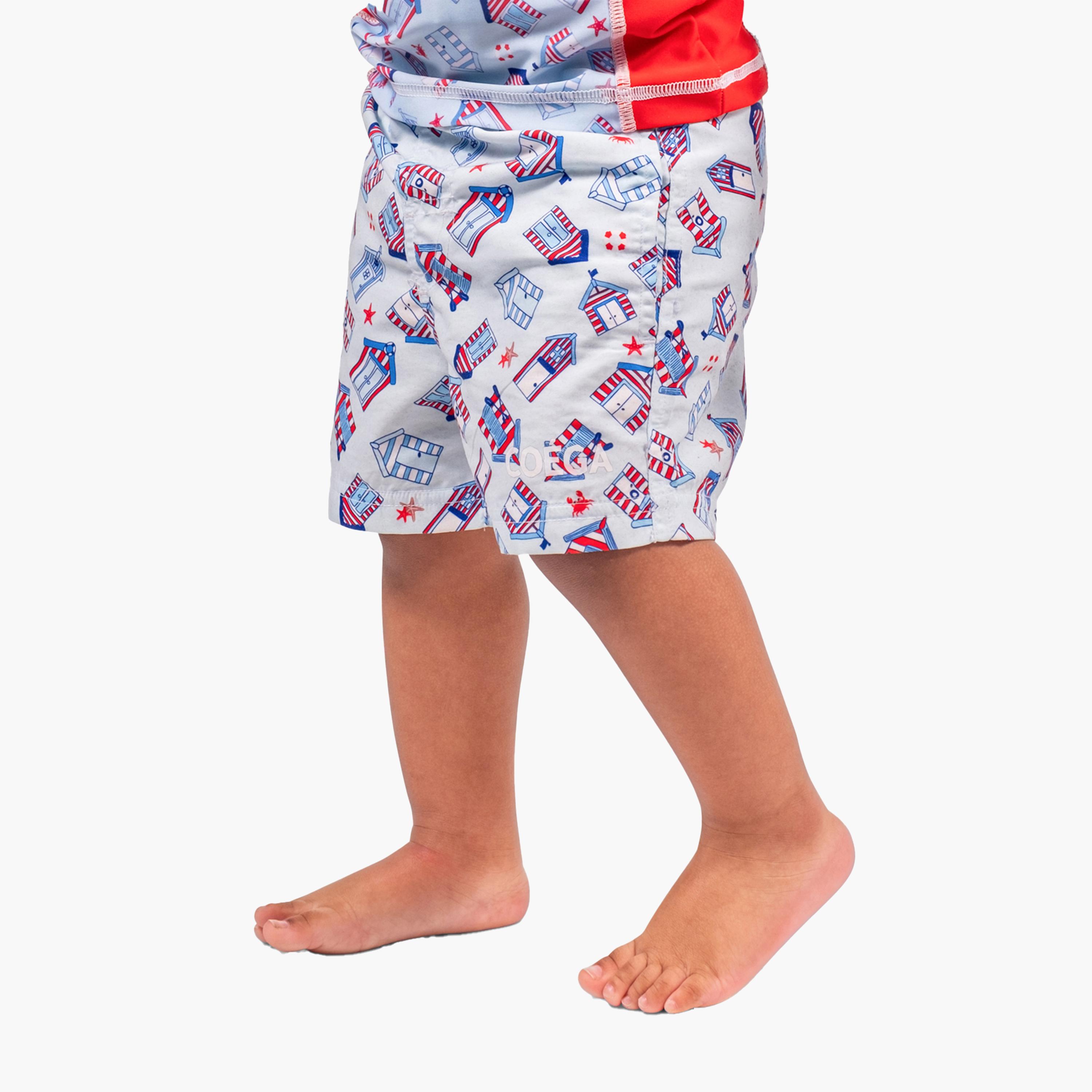 COEGA Boys Baby Boardshorts - Blue Beach Huts-sports-gear-swimming-boy-image-1