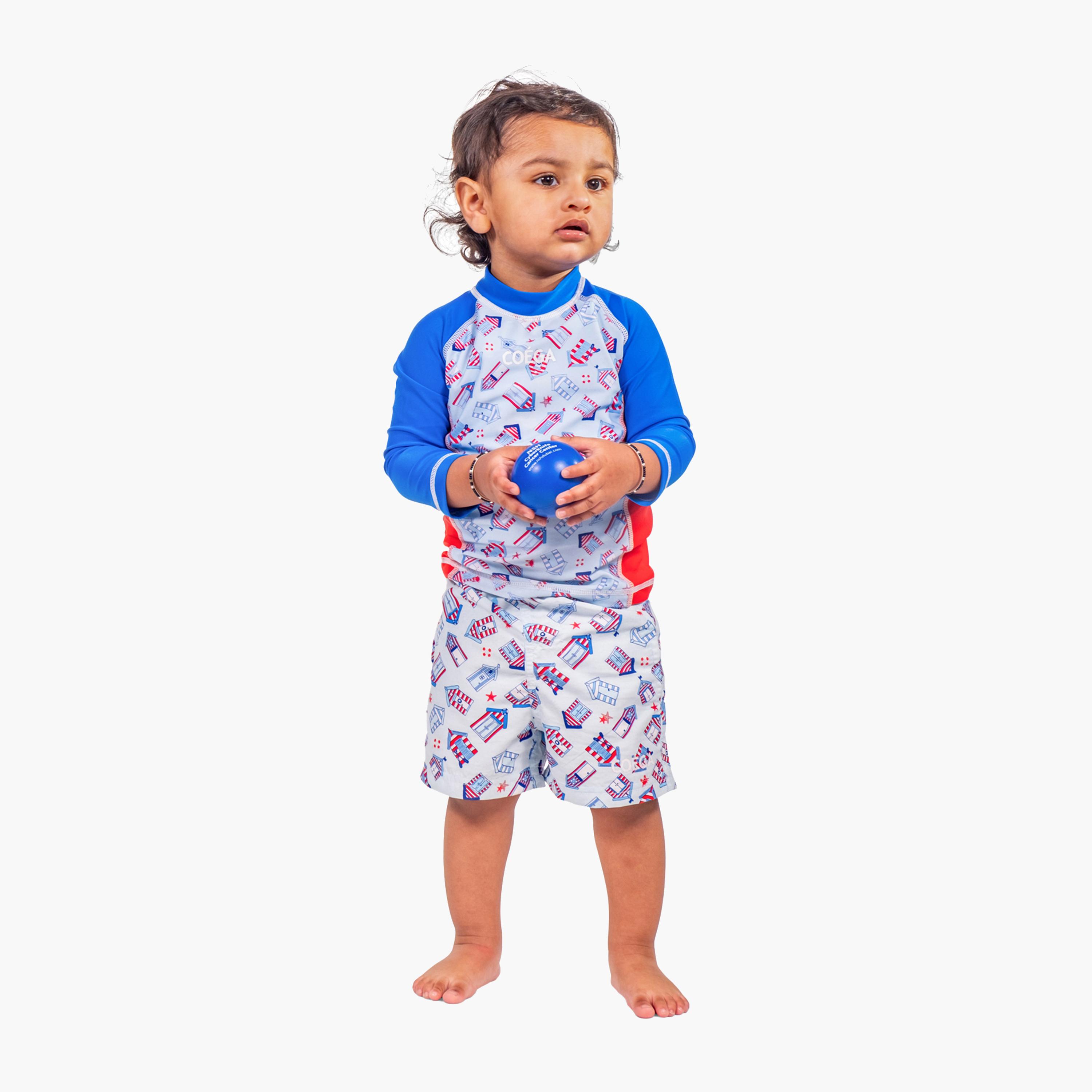 COEGA Boys Baby Boardshorts - Blue Beach Huts-sports-gear-swimming-boy-image-2