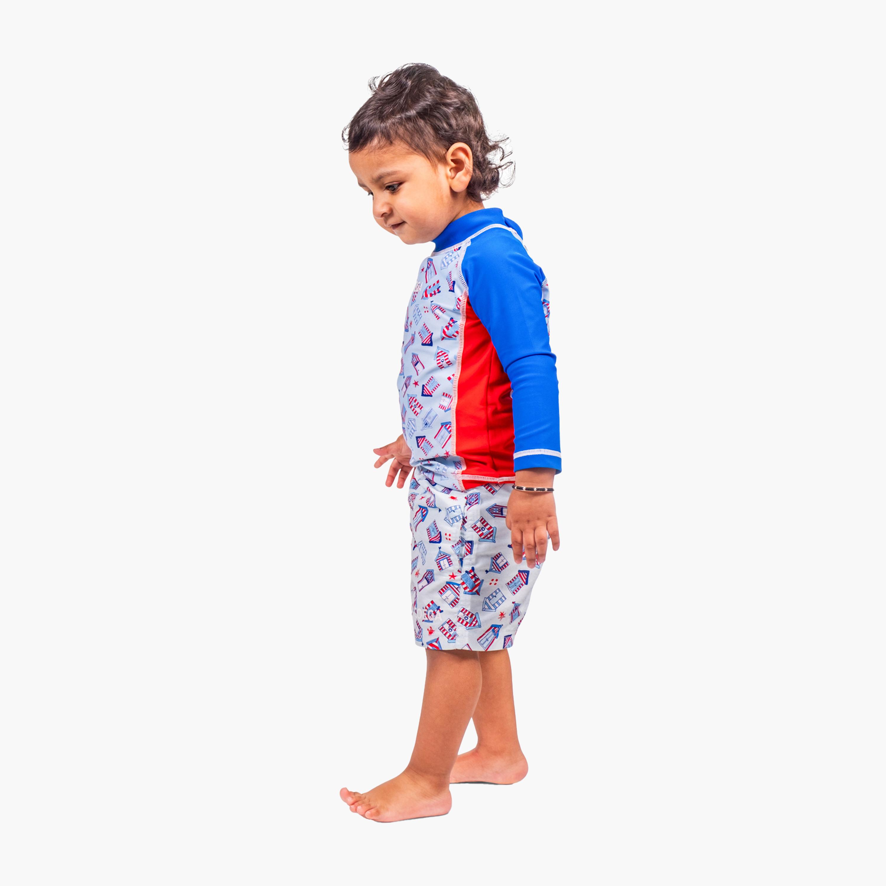 COEGA Boys Baby Boardshorts - Blue Beach Huts-sports-gear-swimming-boy-image-5
