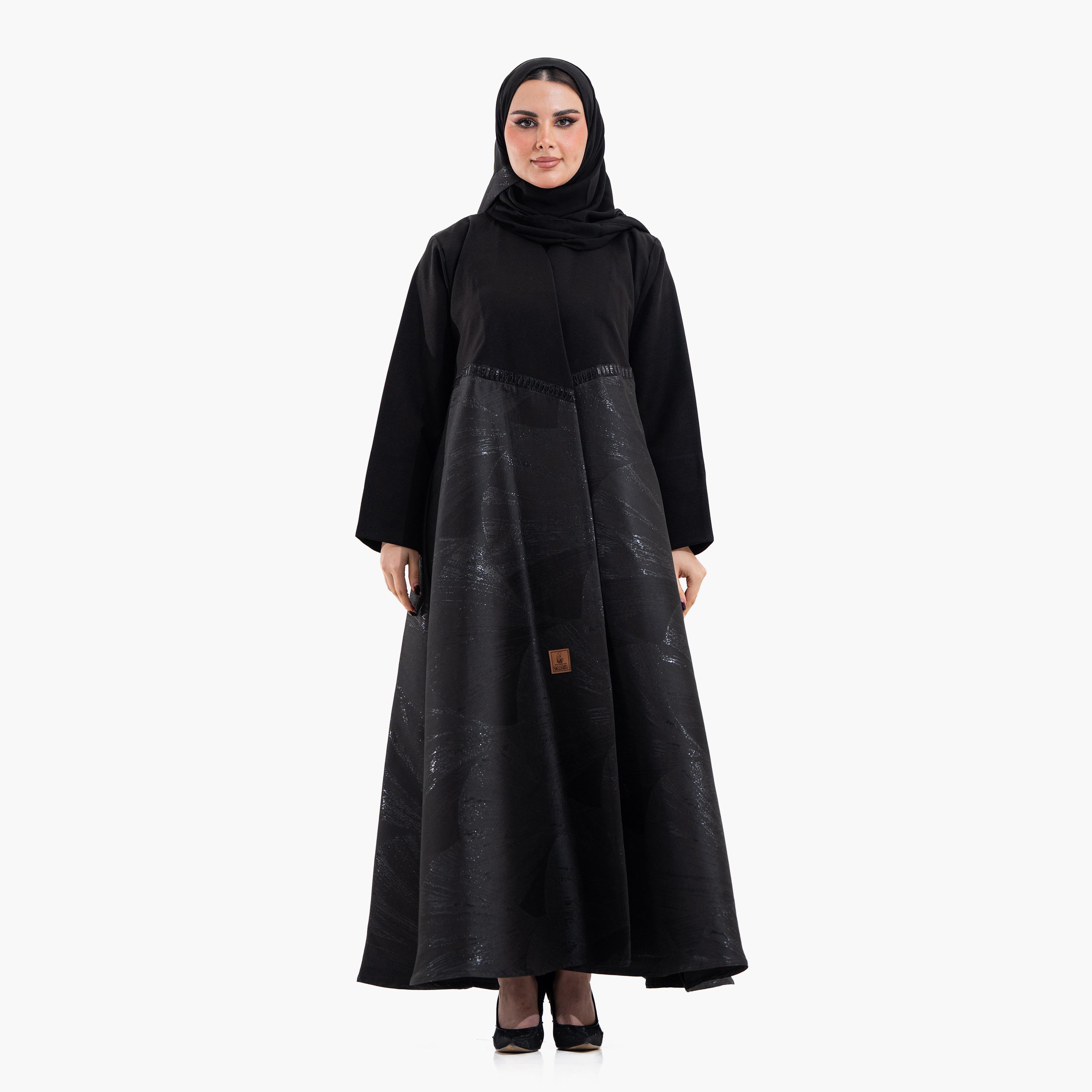 Zahiyh Black Dual Toned Women's Abaya with Hijab-women-arabicclothing-abayas-image-1