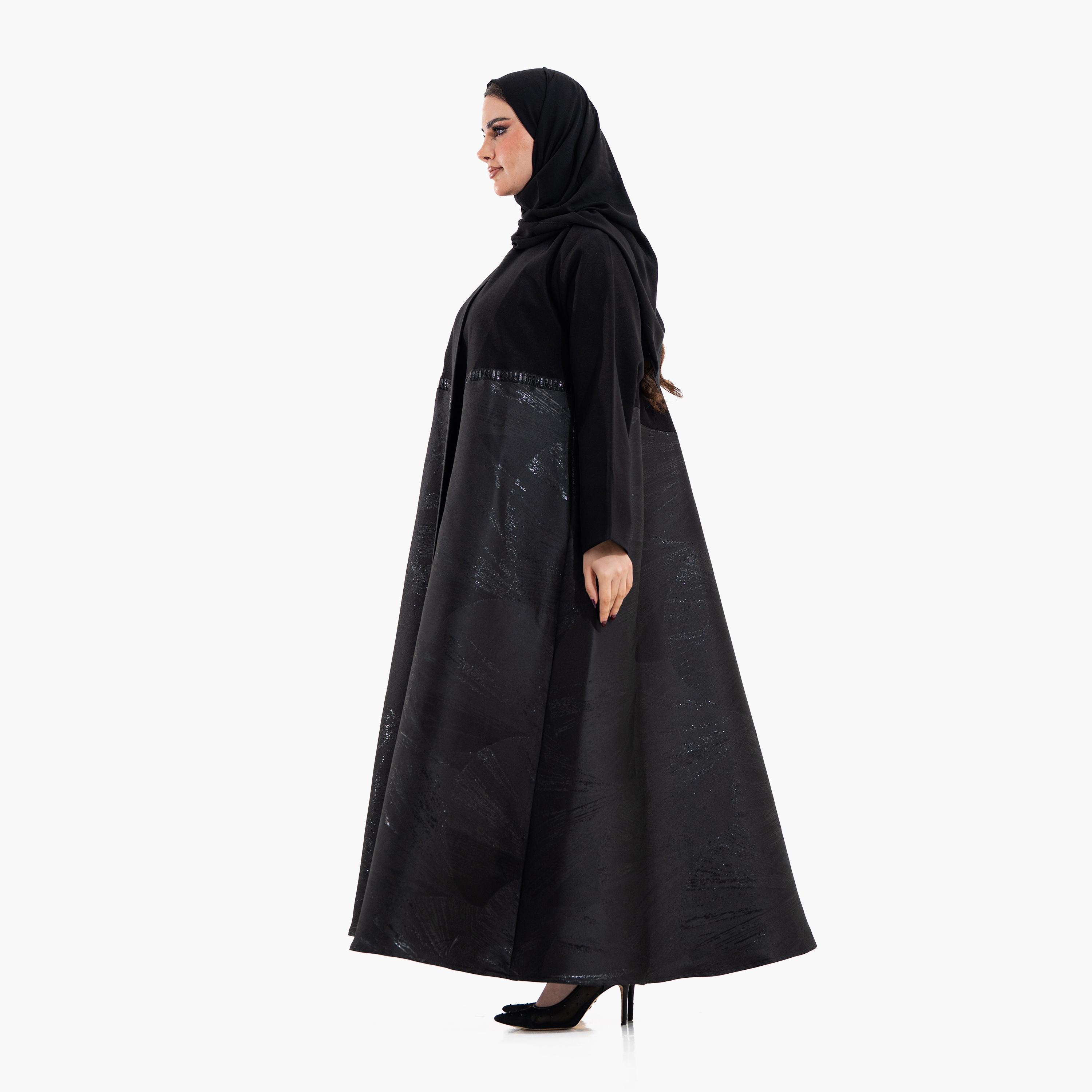 Zahiyh Black Dual Toned Women's Abaya with Hijab-women-arabicclothing-abayas-image-2