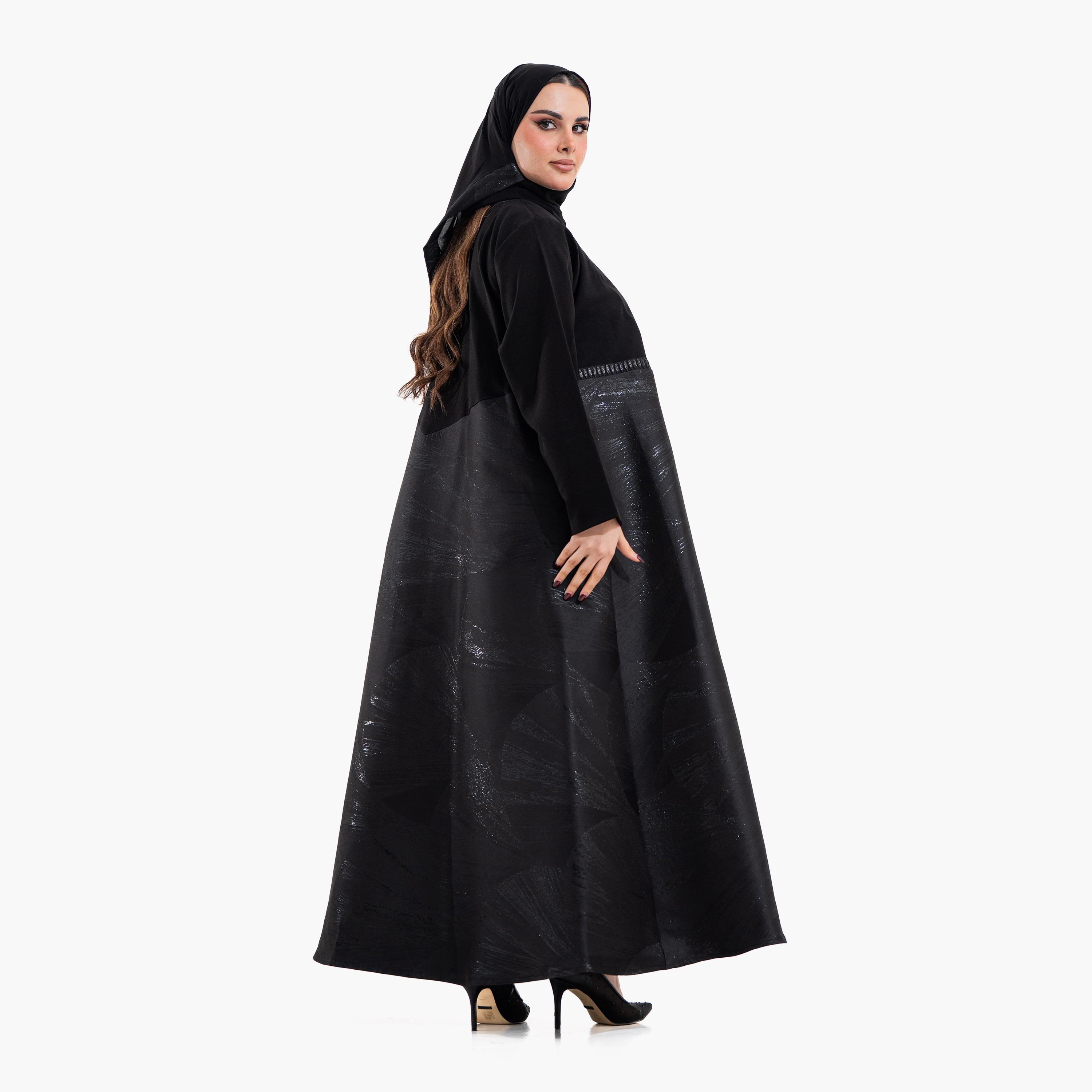 Zahiyh Black Dual Toned Women's Abaya with Hijab-women-arabicclothing-abayas-image-3