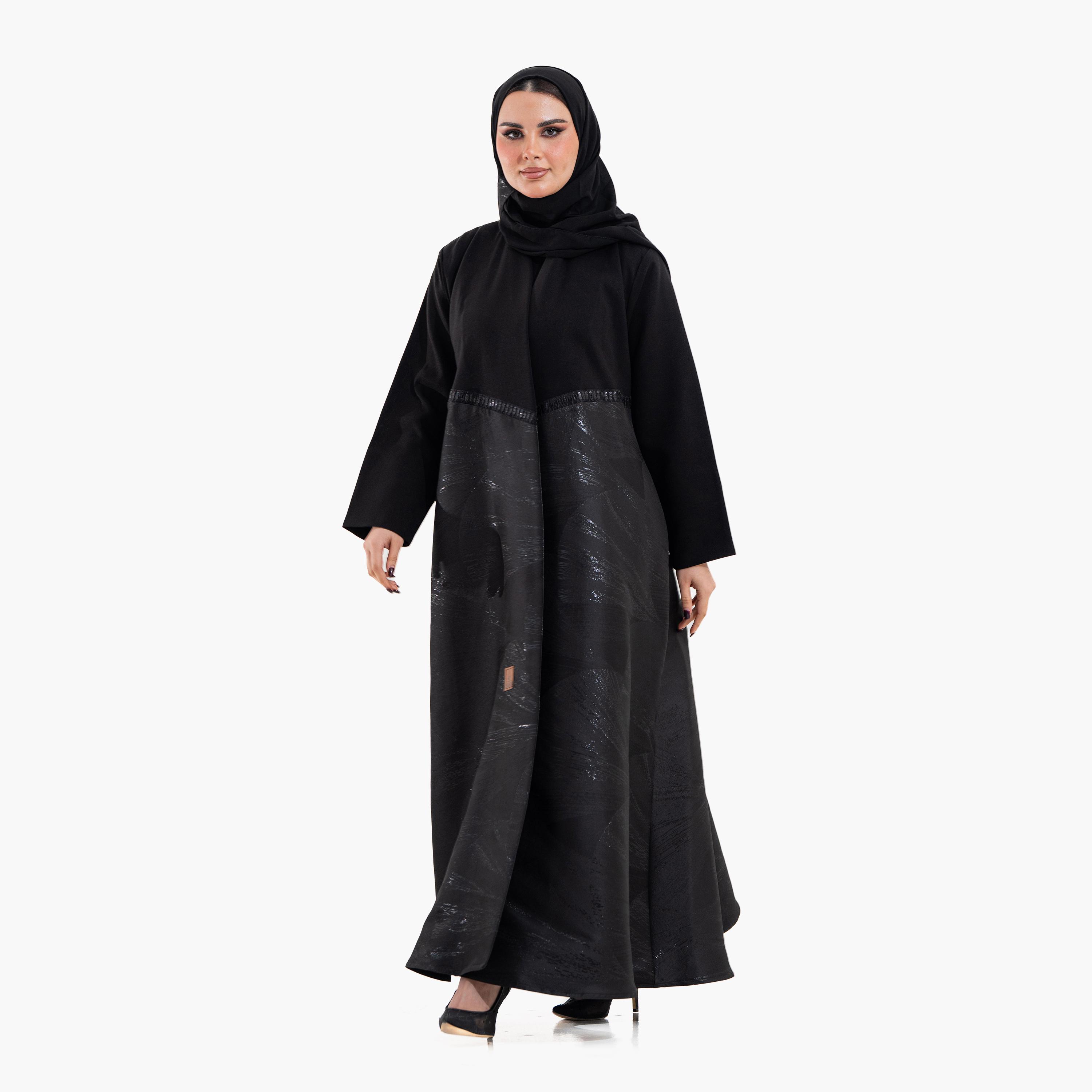 Zahiyh Black Dual Toned Women's Abaya with Hijab-women-arabicclothing-abayas-image-4