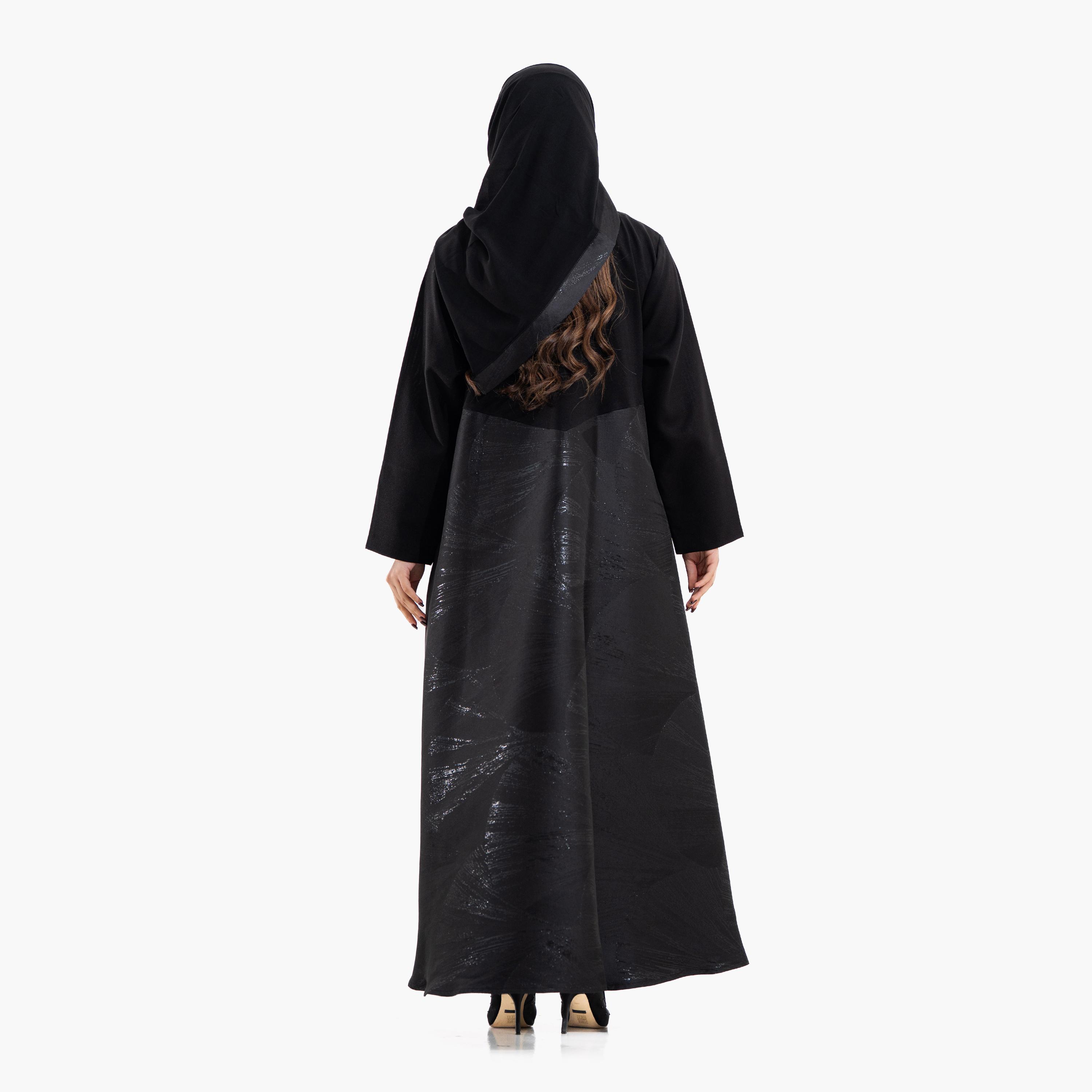 Zahiyh Black Dual Toned Women's Abaya with Hijab-women-arabicclothing-abayas-image-5